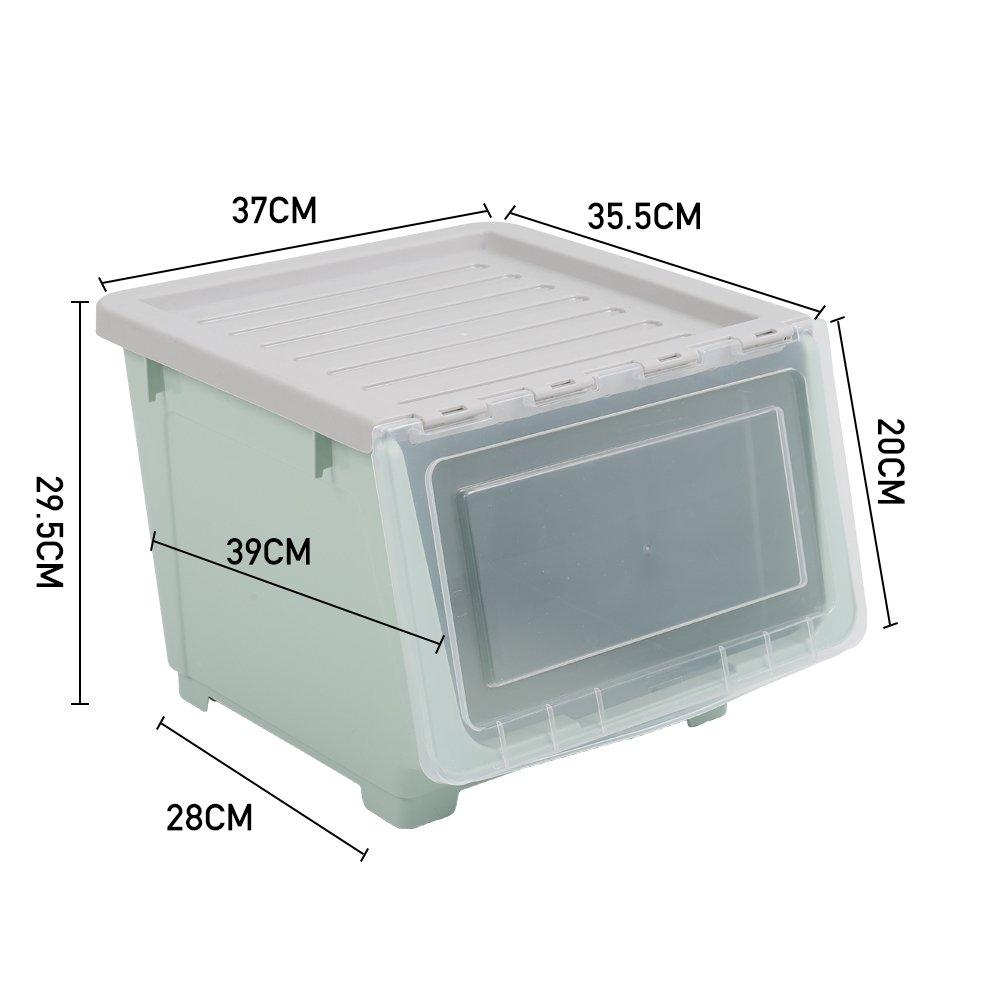 Green - LIFE IDEAS - Stackable Plastic Storage Box with Lid and Wheels - 8