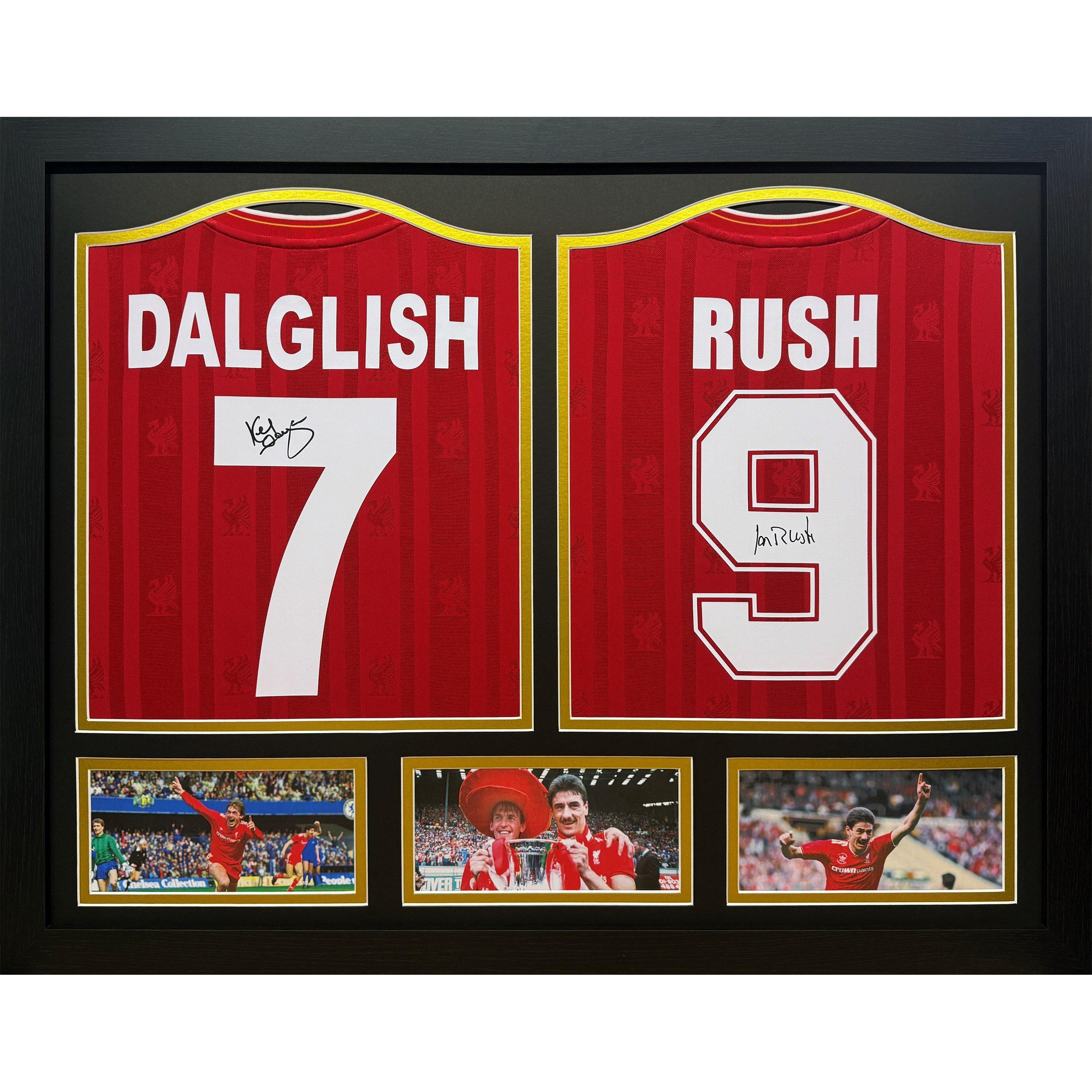 Allstarsignings Ltd  Dalglish & Rush 2 Signed & Framed Liverpool Shirts - Red