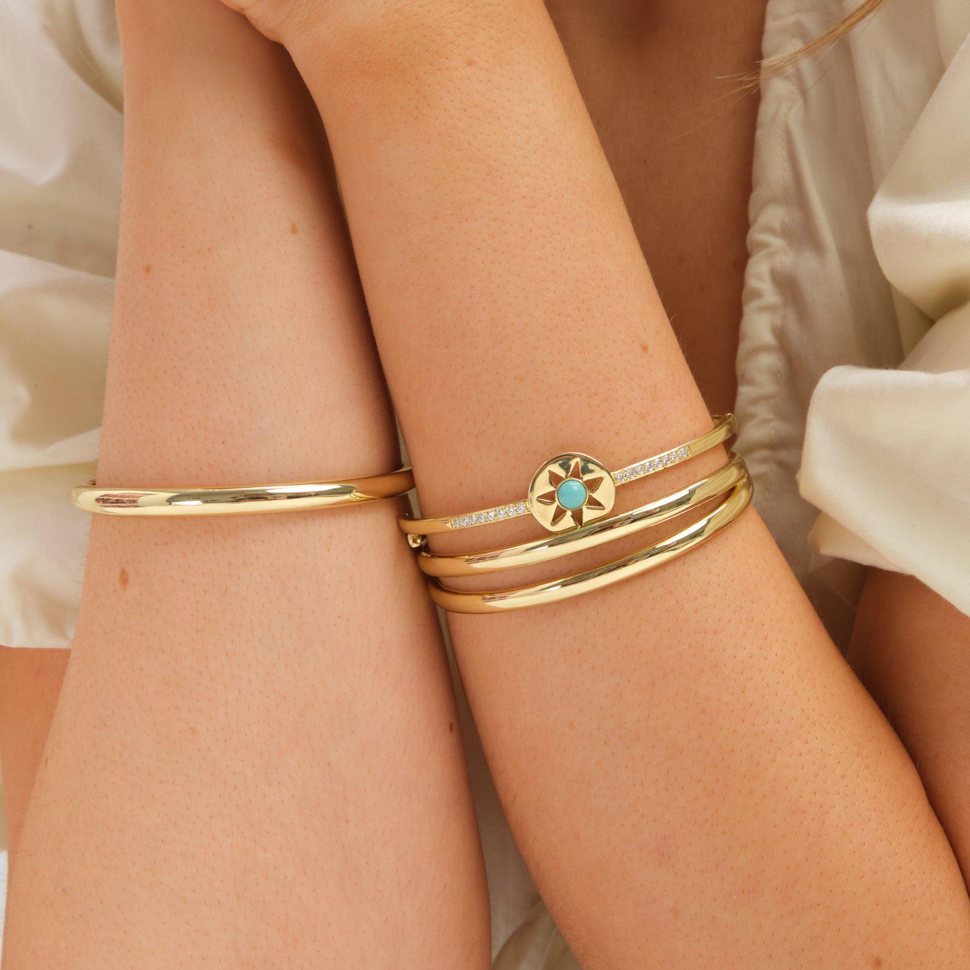 Gold - Inicio - Gold Turquoise Celestial Bangle - Gift Pouch - 3