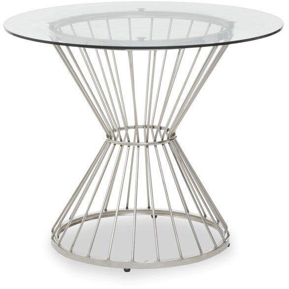 Fifty Five South  Anzio Hourglass Dining Table With Clear Glass And - Silver