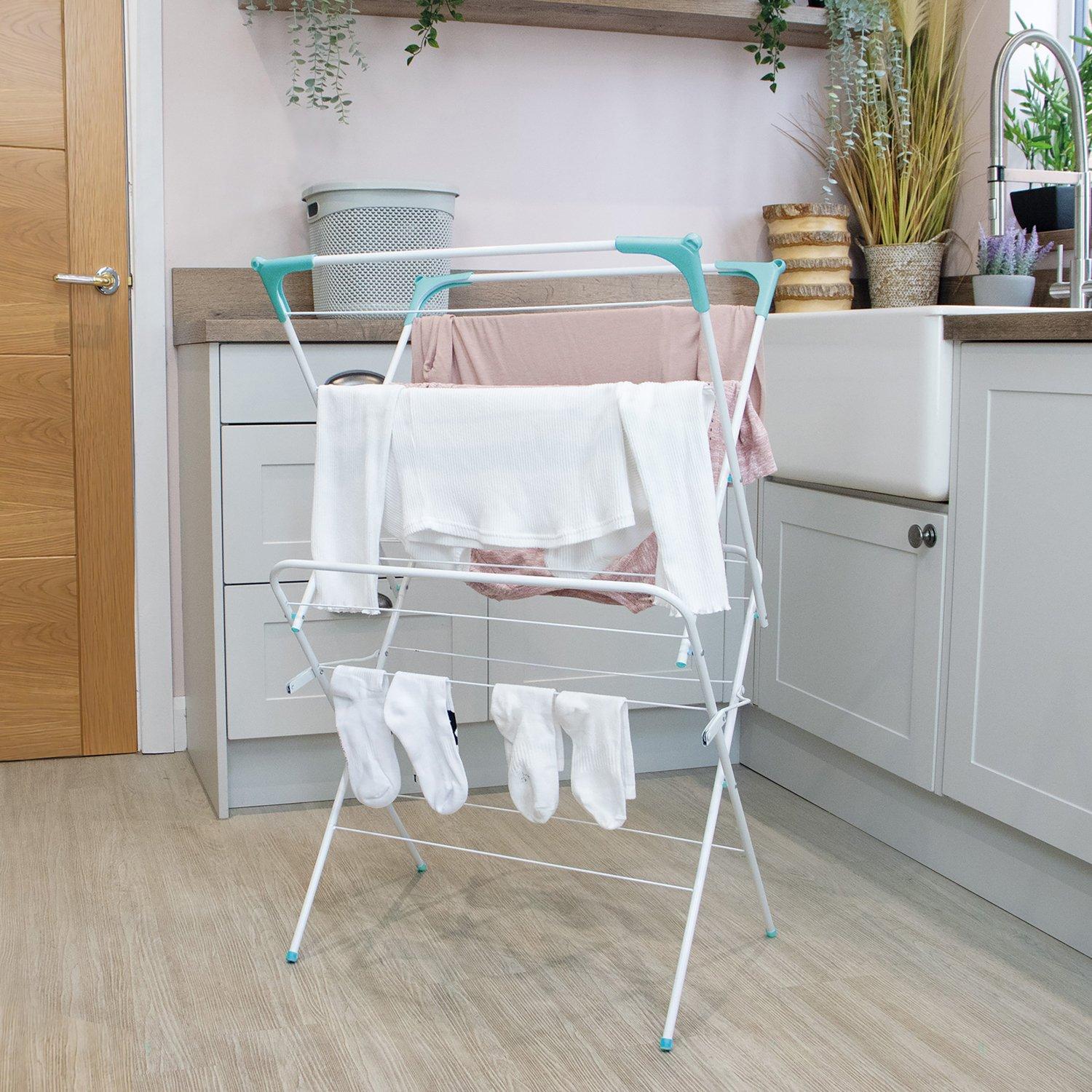 White - JVL - 2 Tier Clothes Drying Airer - 9M White - 2