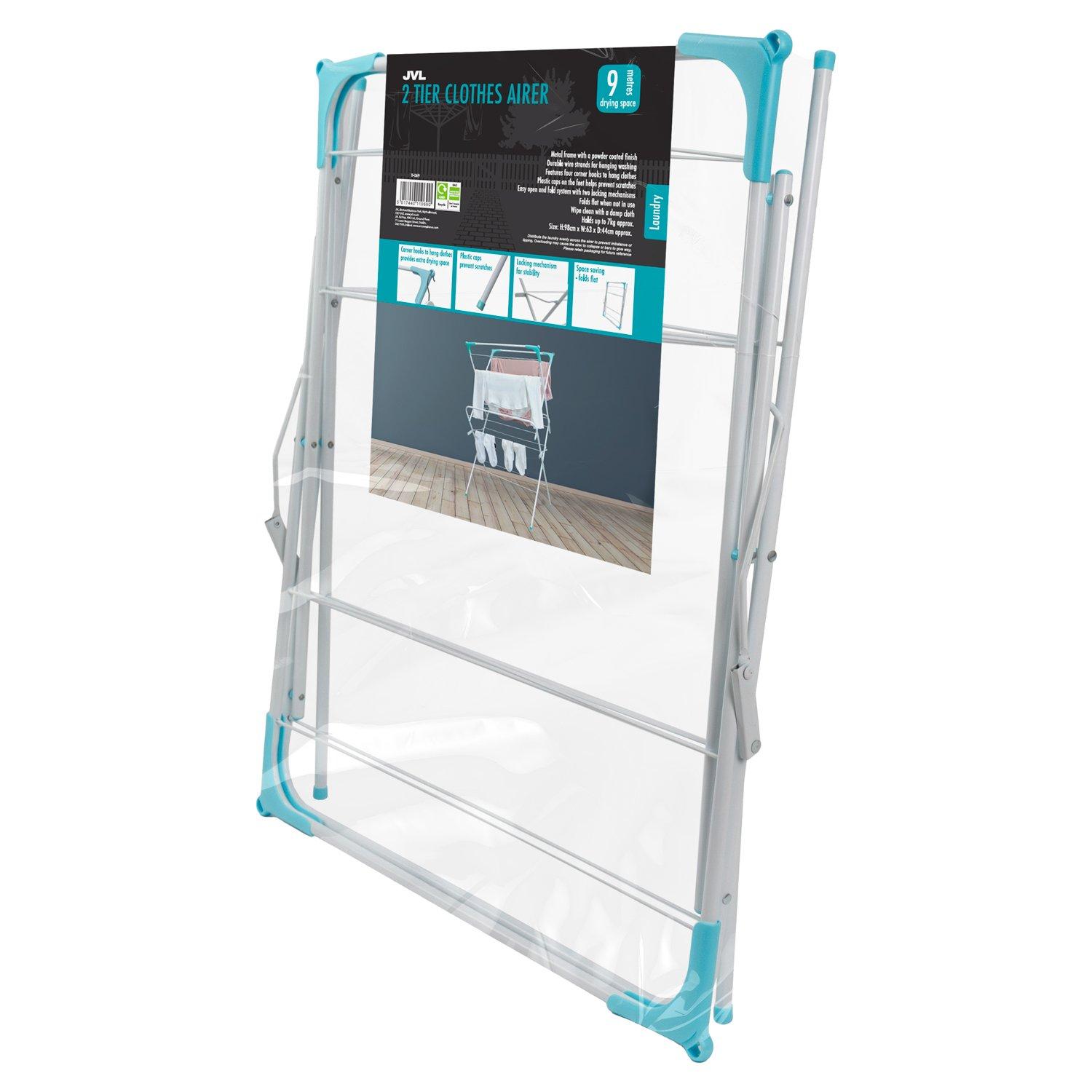 White - JVL - 2 Tier Clothes Drying Airer - 9M White - 10