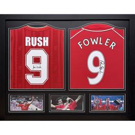 AllStarSignings Ltd Fowler & Rush 2 signed & framed Liverpool shirts