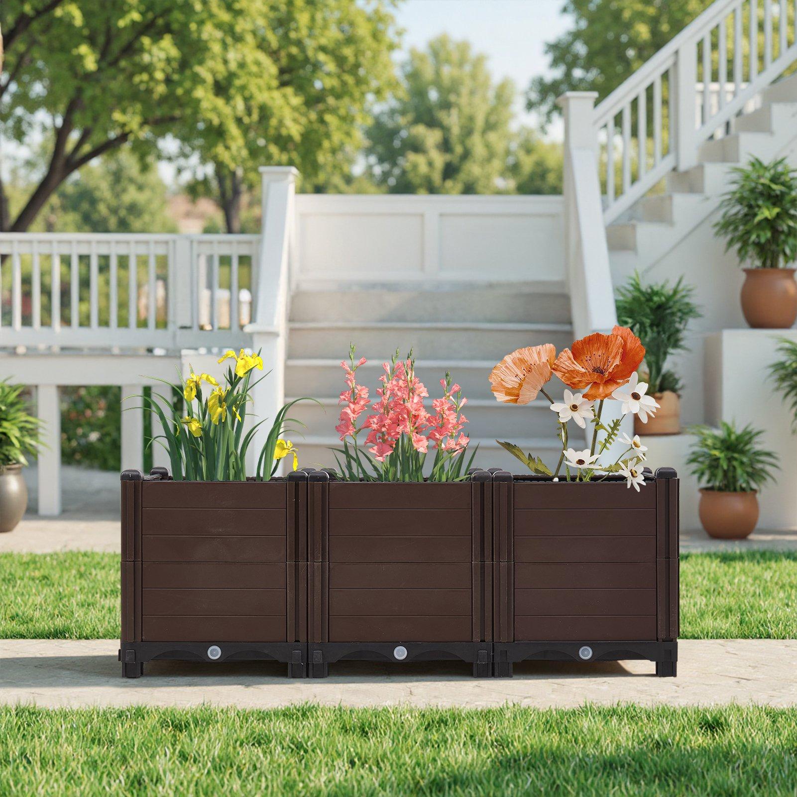 Brown - LIFE IDEAS - Extra-Deep Brown Grid Vegetable Planter - 2