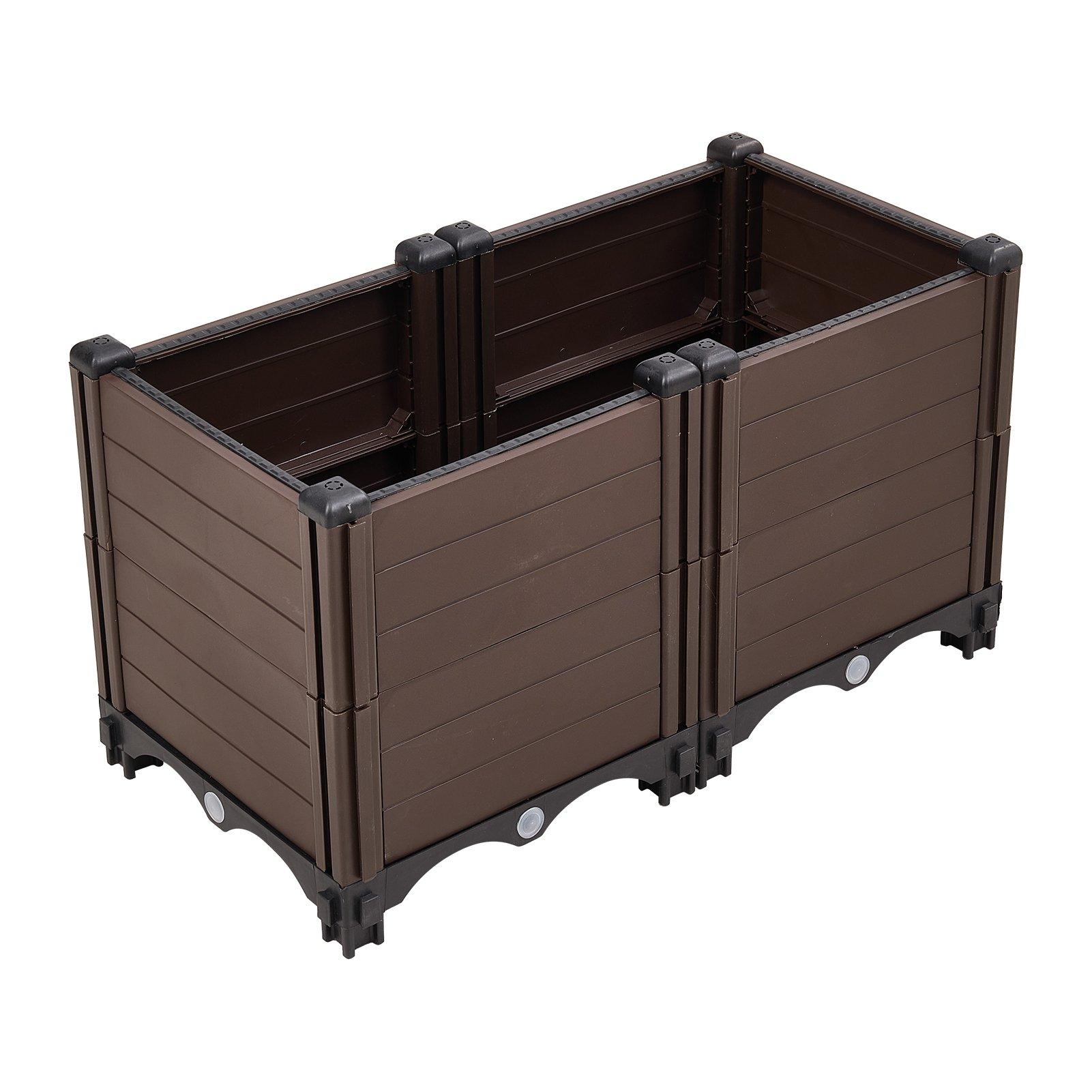 Brown - LIFE IDEAS - Extra-Deep Brown Grid Vegetable Planter - 3