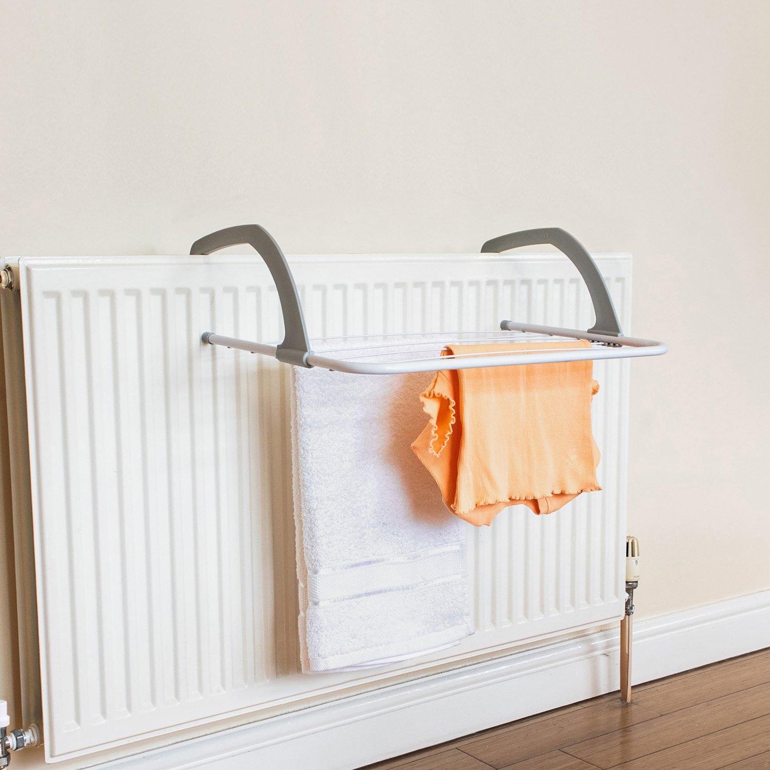 White - JVL - Set of 2 Over the Radiator Clothes Airer with - 6