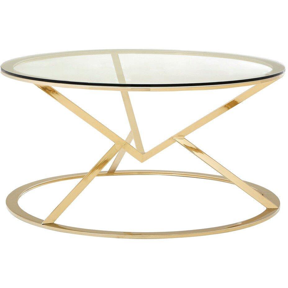 Interiors By Premier  Allure Corseted Round Champagne Coffee Table - Gold