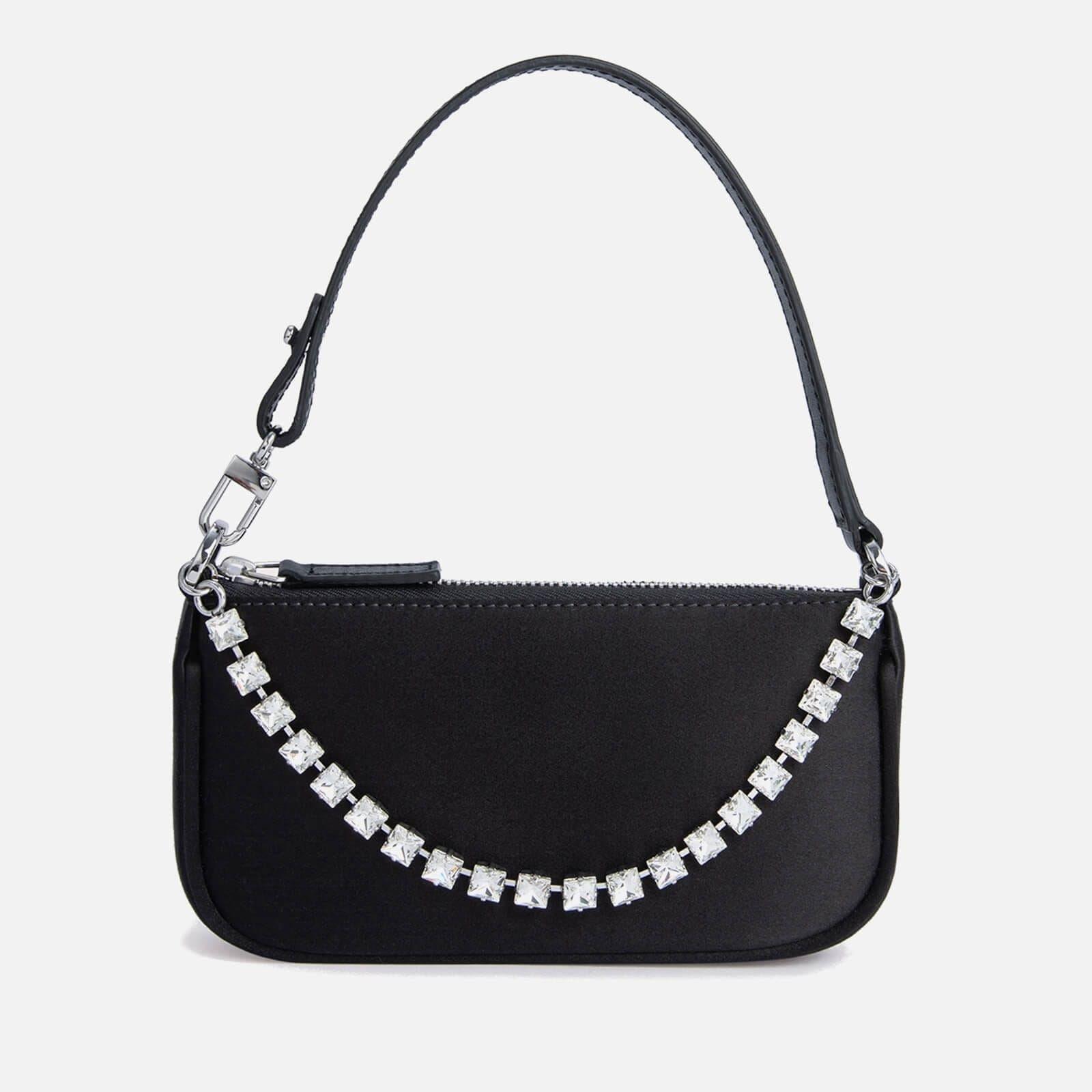Black - By Far - Mini Rachel Silk Satin And Crystal Chain Bag - 1
