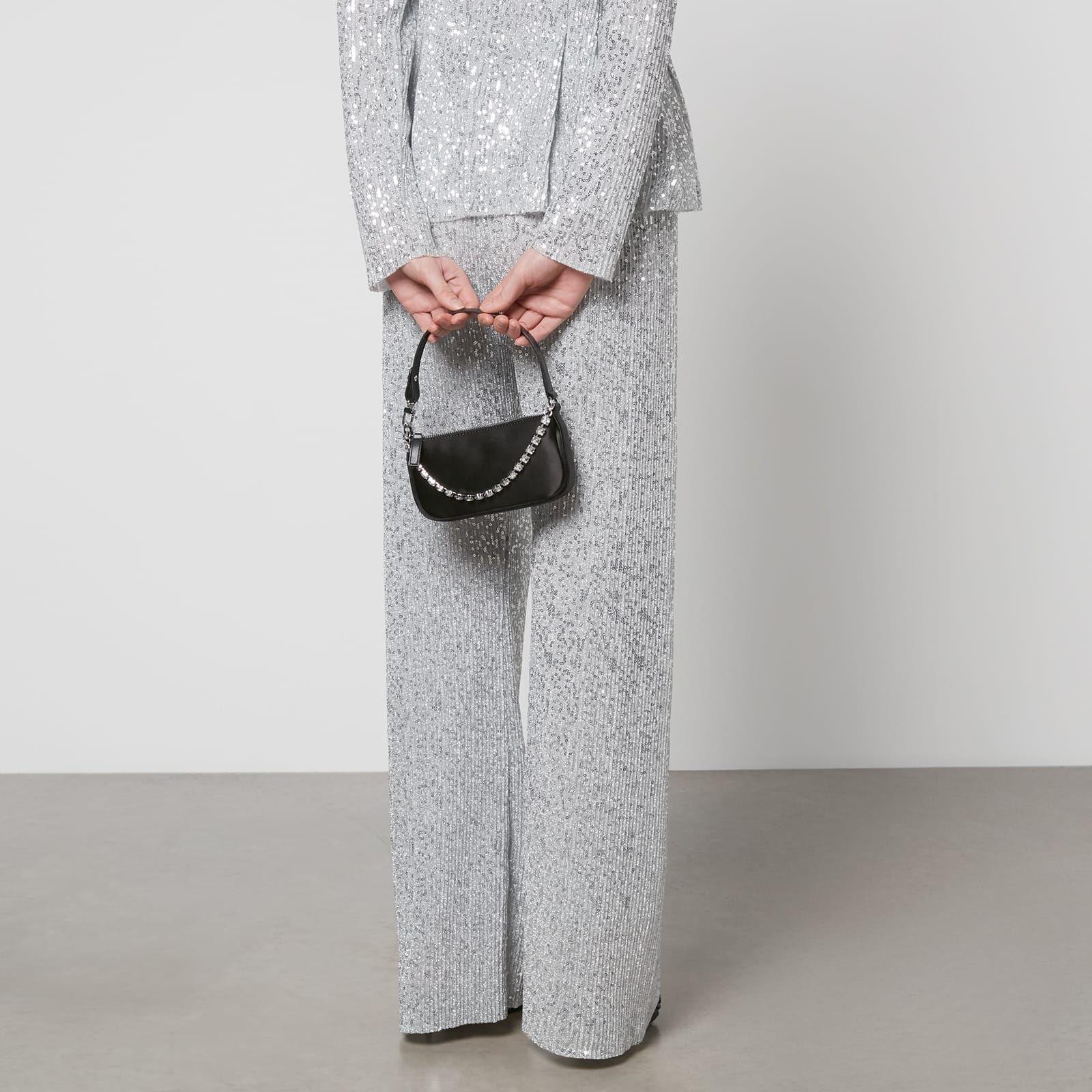 Black - By Far - Mini Rachel Silk Satin And Crystal Chain Bag - 2