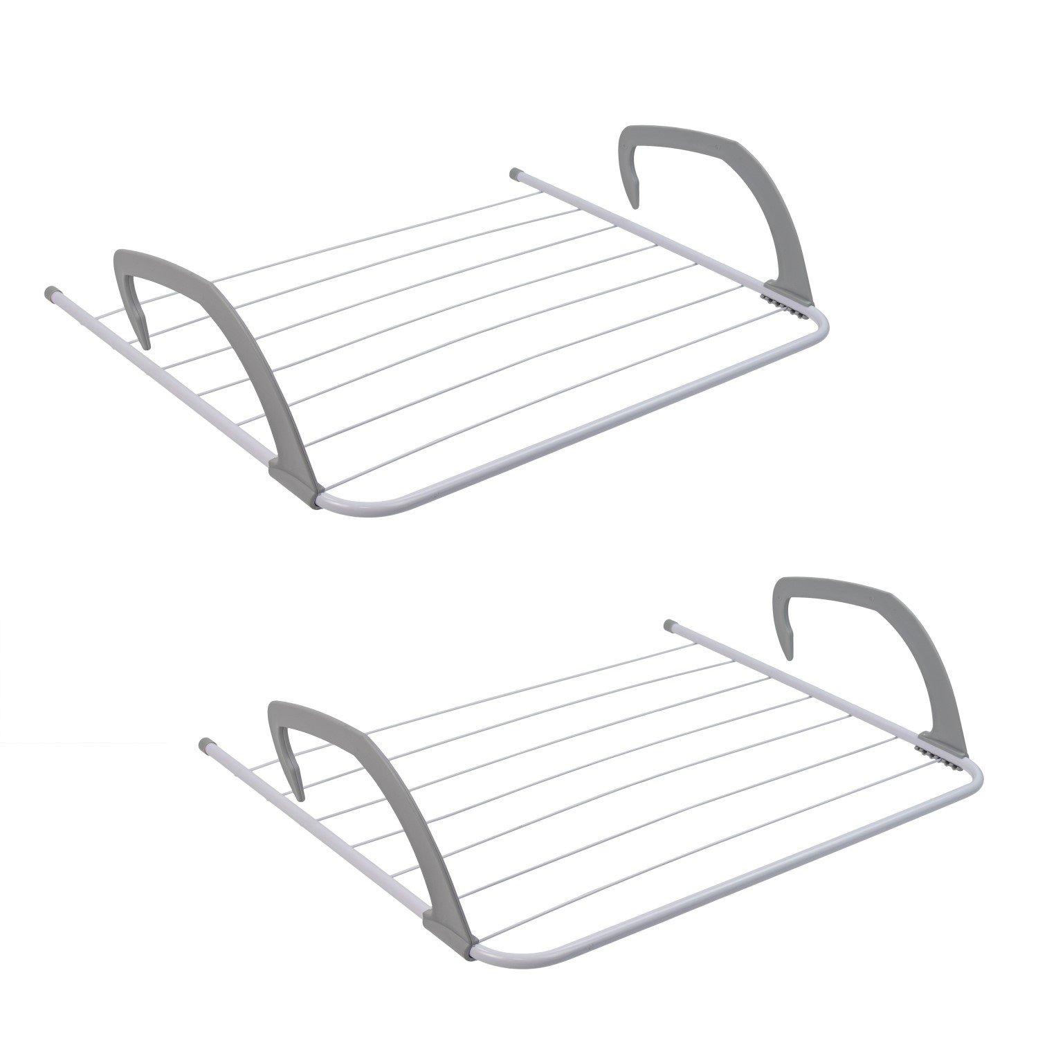 White - JVL - Set of 2 Over the Radiator Clothes Airer with - 1