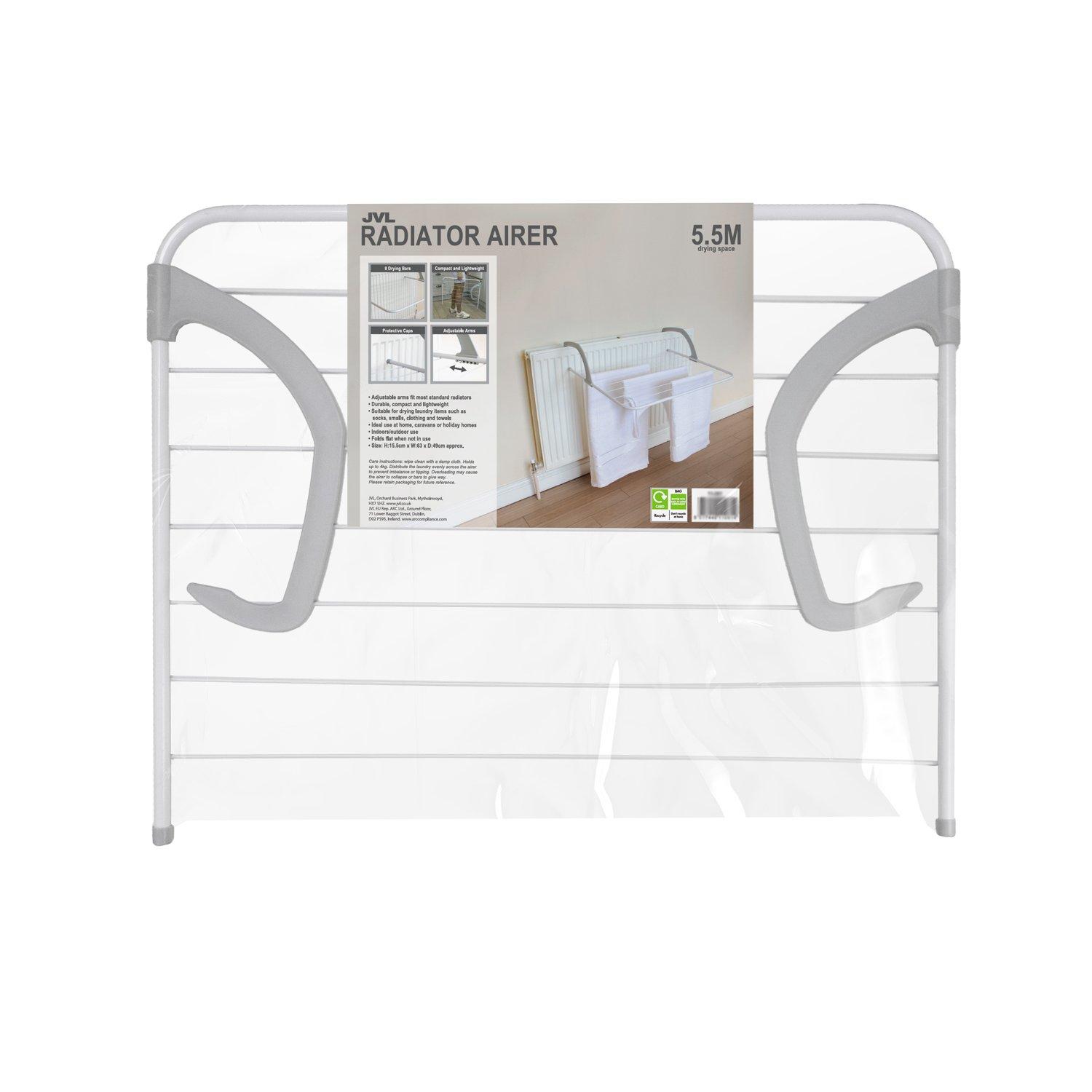 White - JVL - Set of 2 Over the Radiator Clothes Airer with - 8