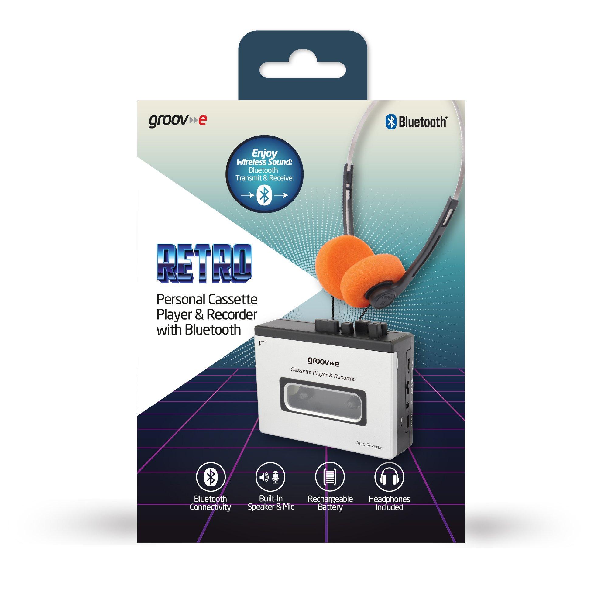 Silver - Groov-e - Retro Series Personal Cassette Player/Recorder BT - 6