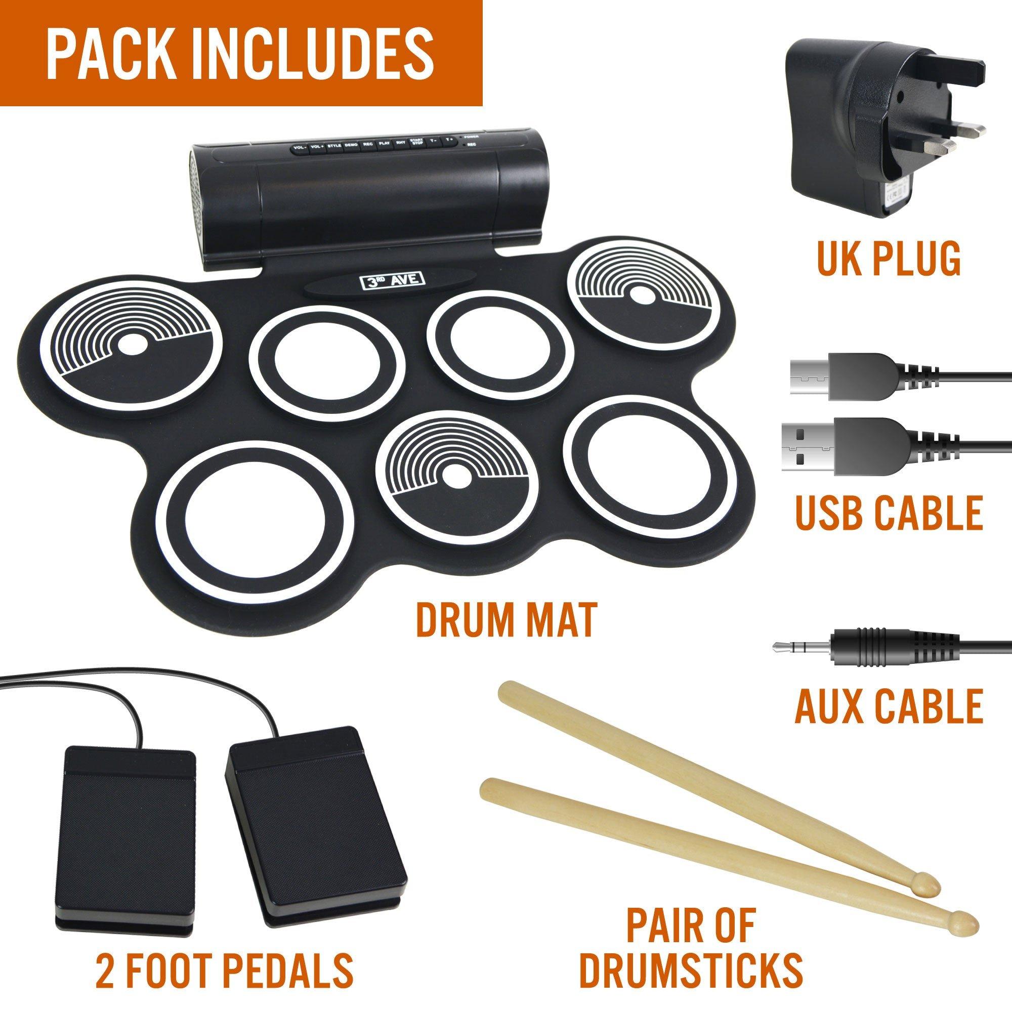 Black - 3rd Avenue - Portable Electronic Drum Kit - 3