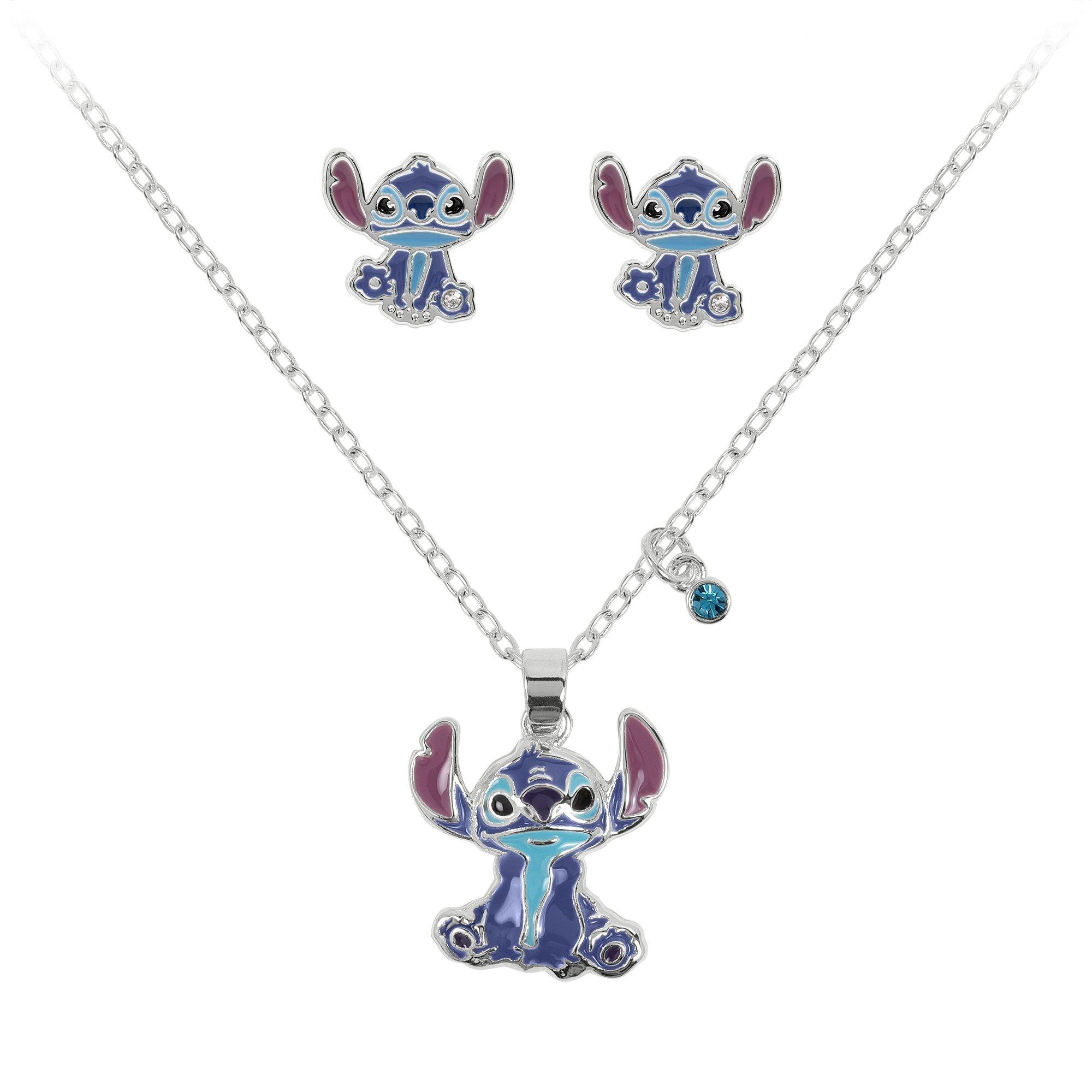 Silver - Disney Stitch - Stitch silver plated earrings and necklace set - 1