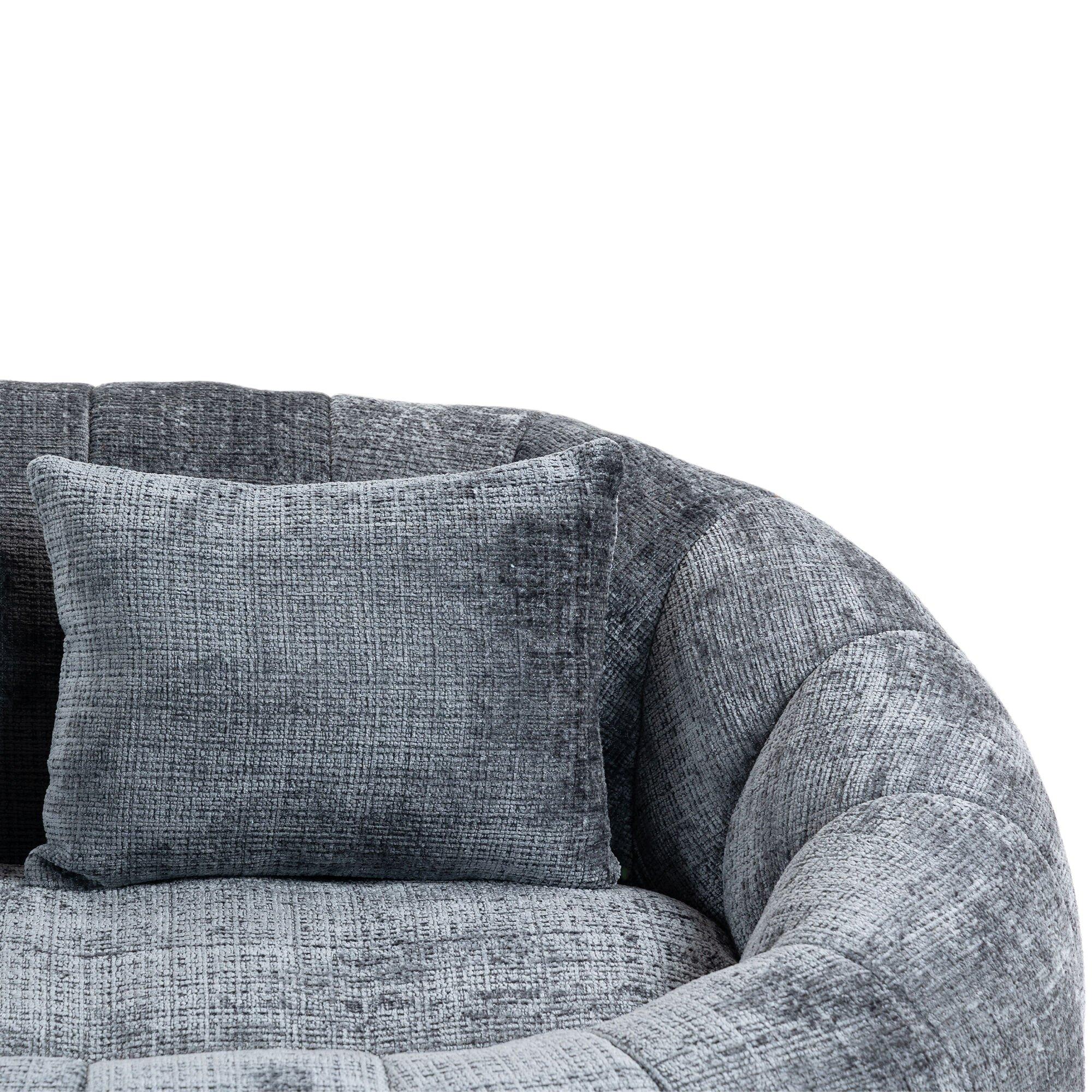 Gray - Urban Meuble - Chenille Memory Foam Bean Bag Loveseat Sofa - 15