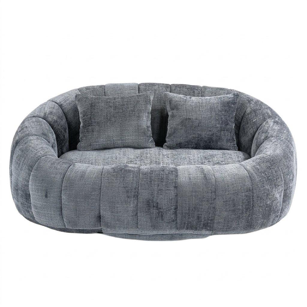 Gray - Urban Meuble - Chenille Memory Foam Bean Bag Loveseat Sofa - 5