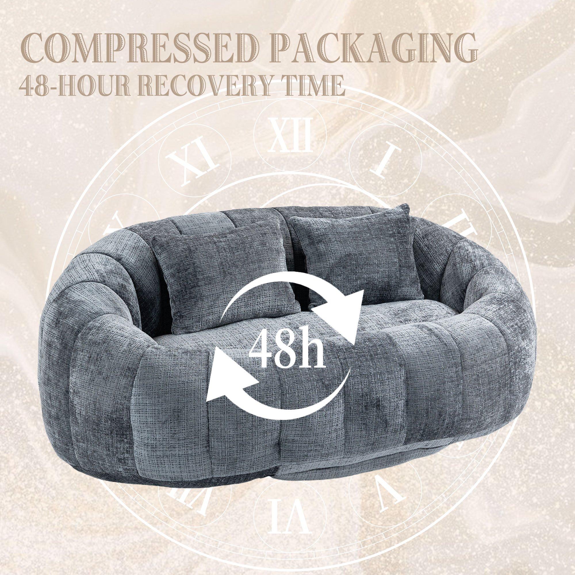 Gray - Urban Meuble - Chenille Memory Foam Bean Bag Loveseat Sofa - 8