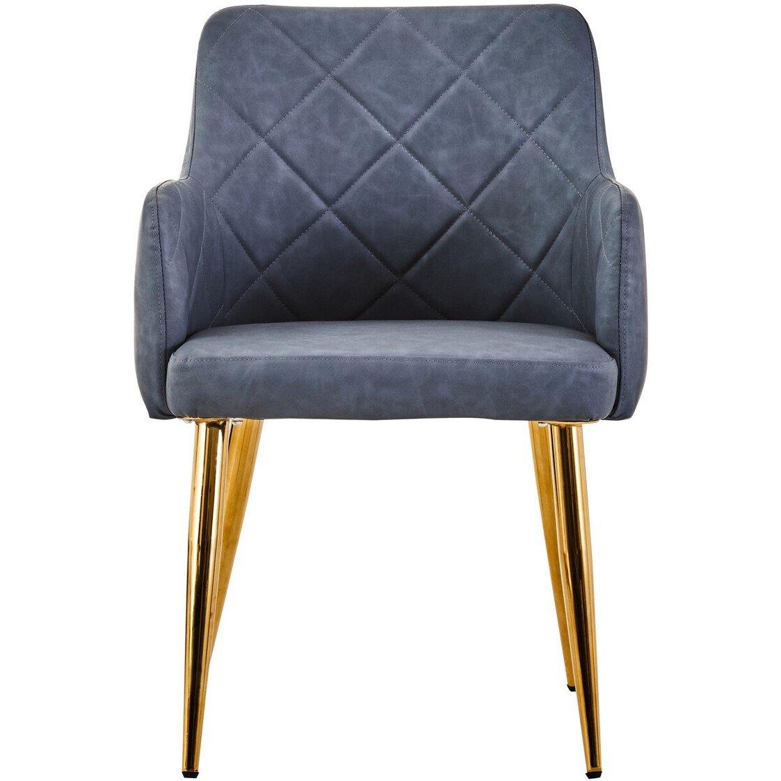 Grey - Interiors by Premier - Tamzin Dark Grey Leaather Effect Angular Dining Ch - 2