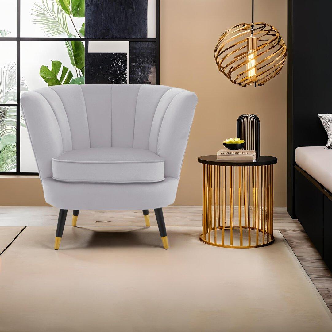 Interiors By Premier  Loretta Velvet Shell Accent Chair Grey