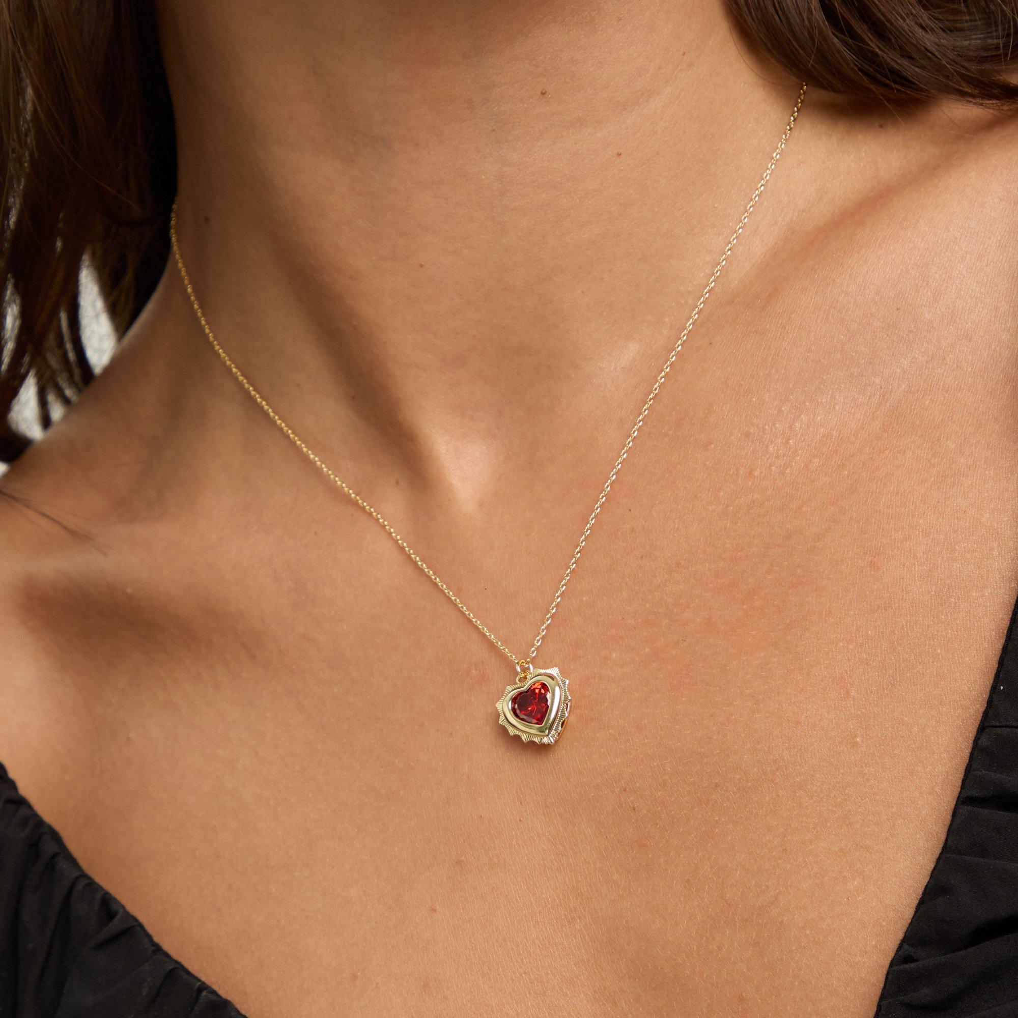 Gold - Jon Richard - Gold Plated Heart Birthstone Necklace - July - 3