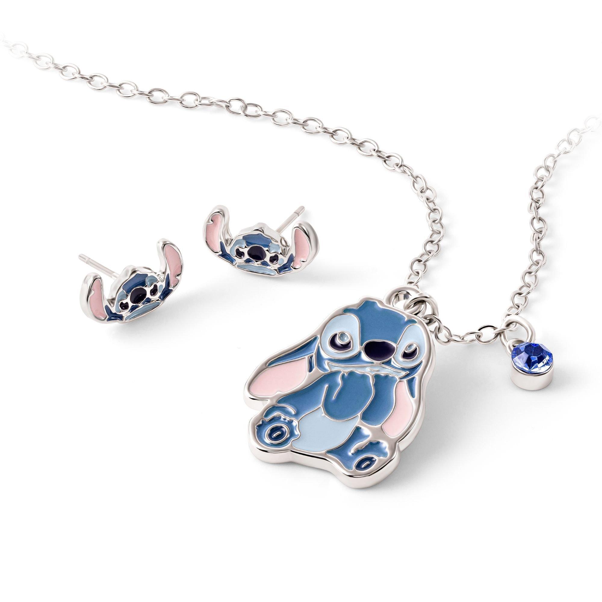 Silver - Disney Stitch - Stitch matching necklace and earring set - 1