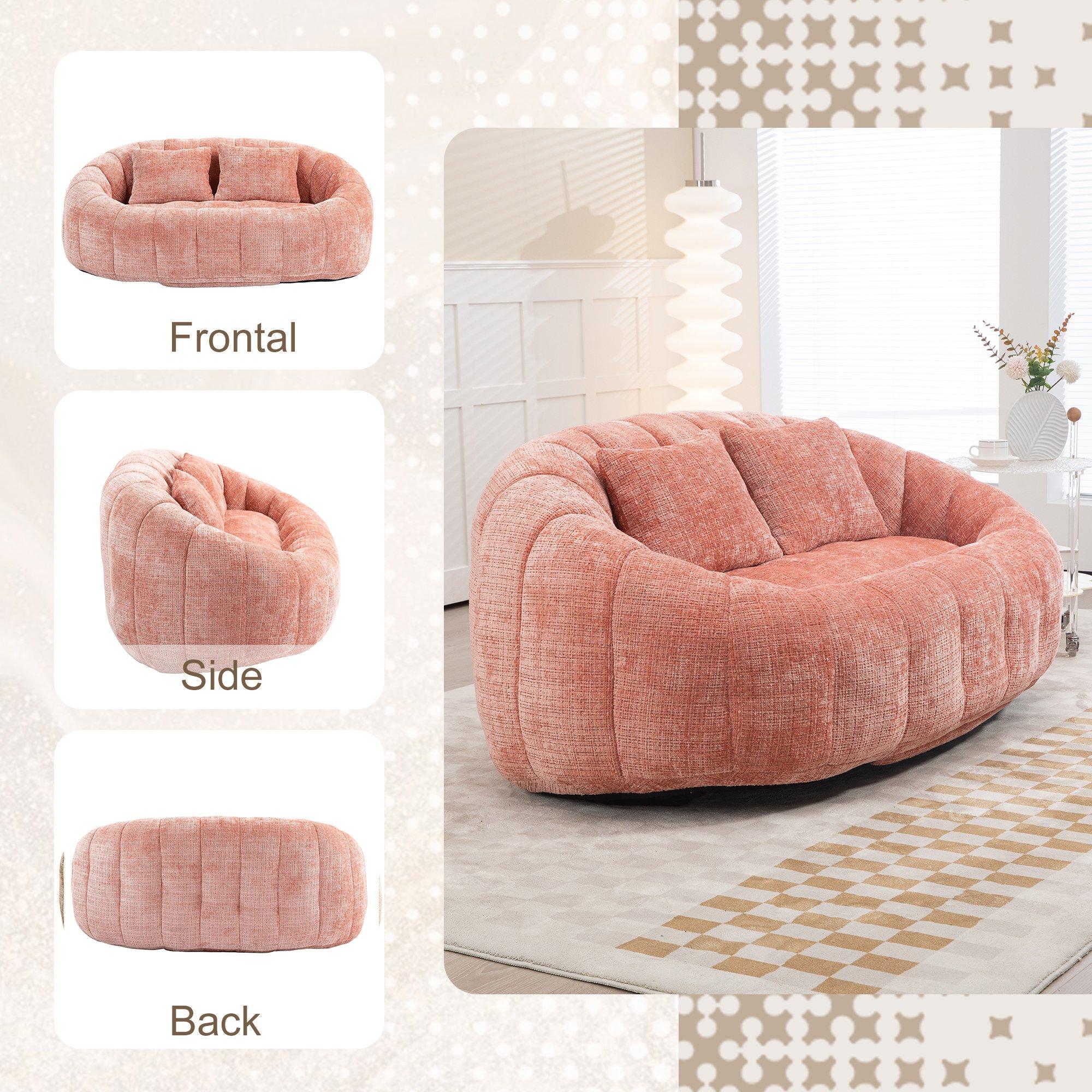 Pink - Urban Meuble - Chenille Memory Foam Bean Bag Loveseat Sofa - 11