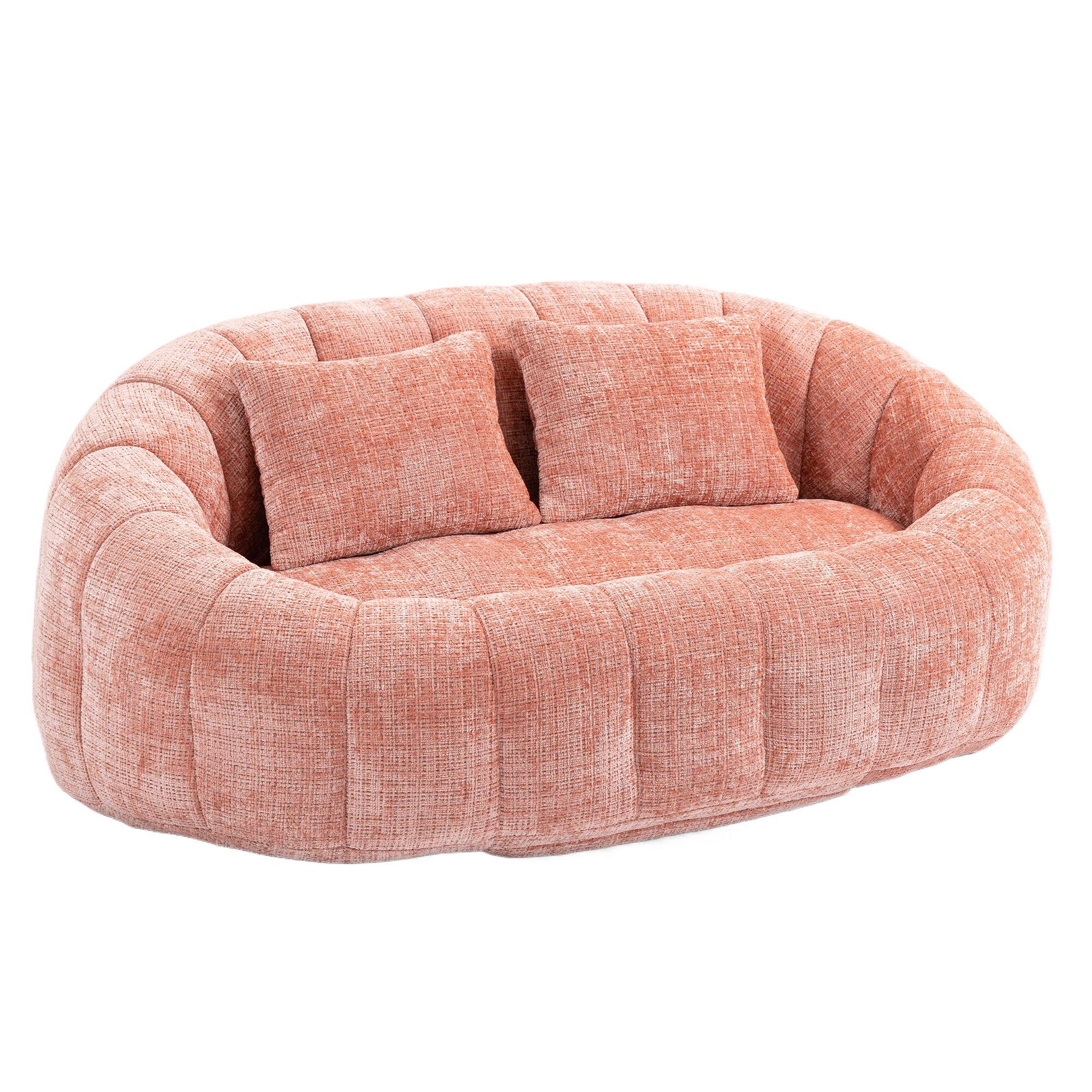 Pink - Urban Meuble - Chenille Memory Foam Bean Bag Loveseat Sofa - 12