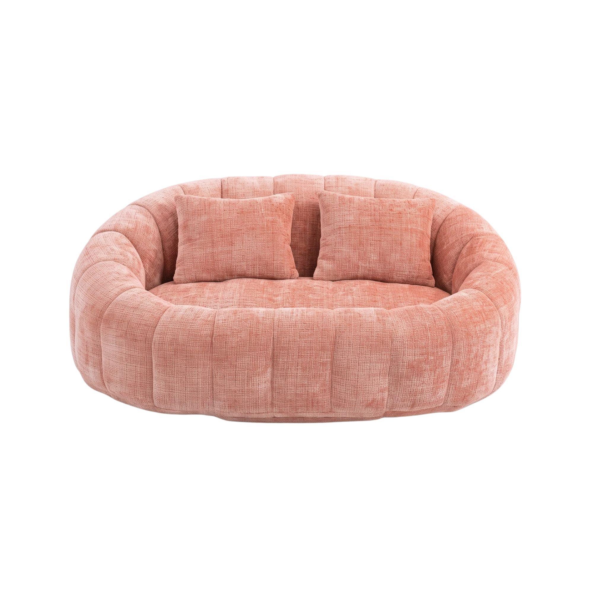 Pink - Urban Meuble - Chenille Memory Foam Bean Bag Loveseat Sofa - 5