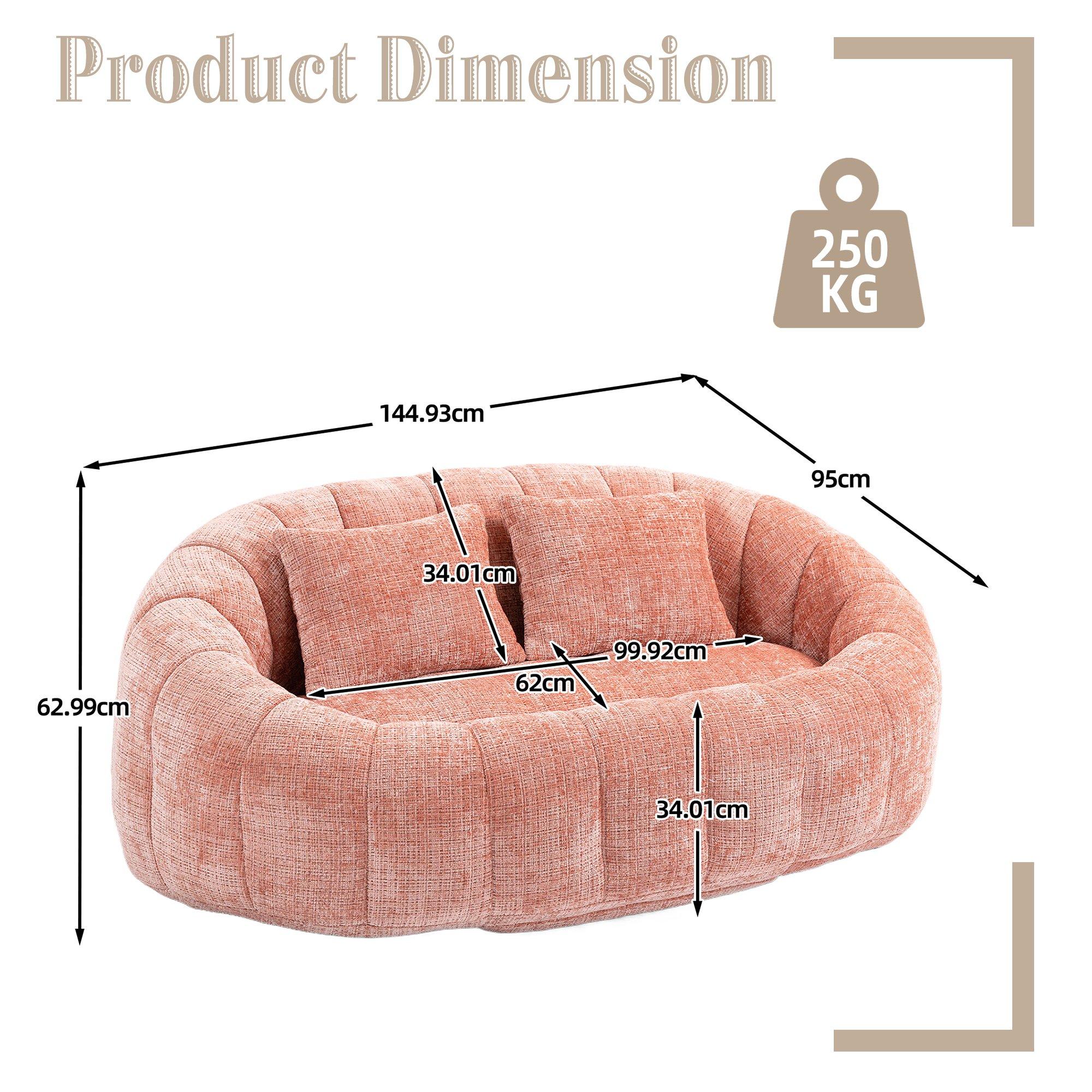 Pink - Urban Meuble - Chenille Memory Foam Bean Bag Loveseat Sofa - 6