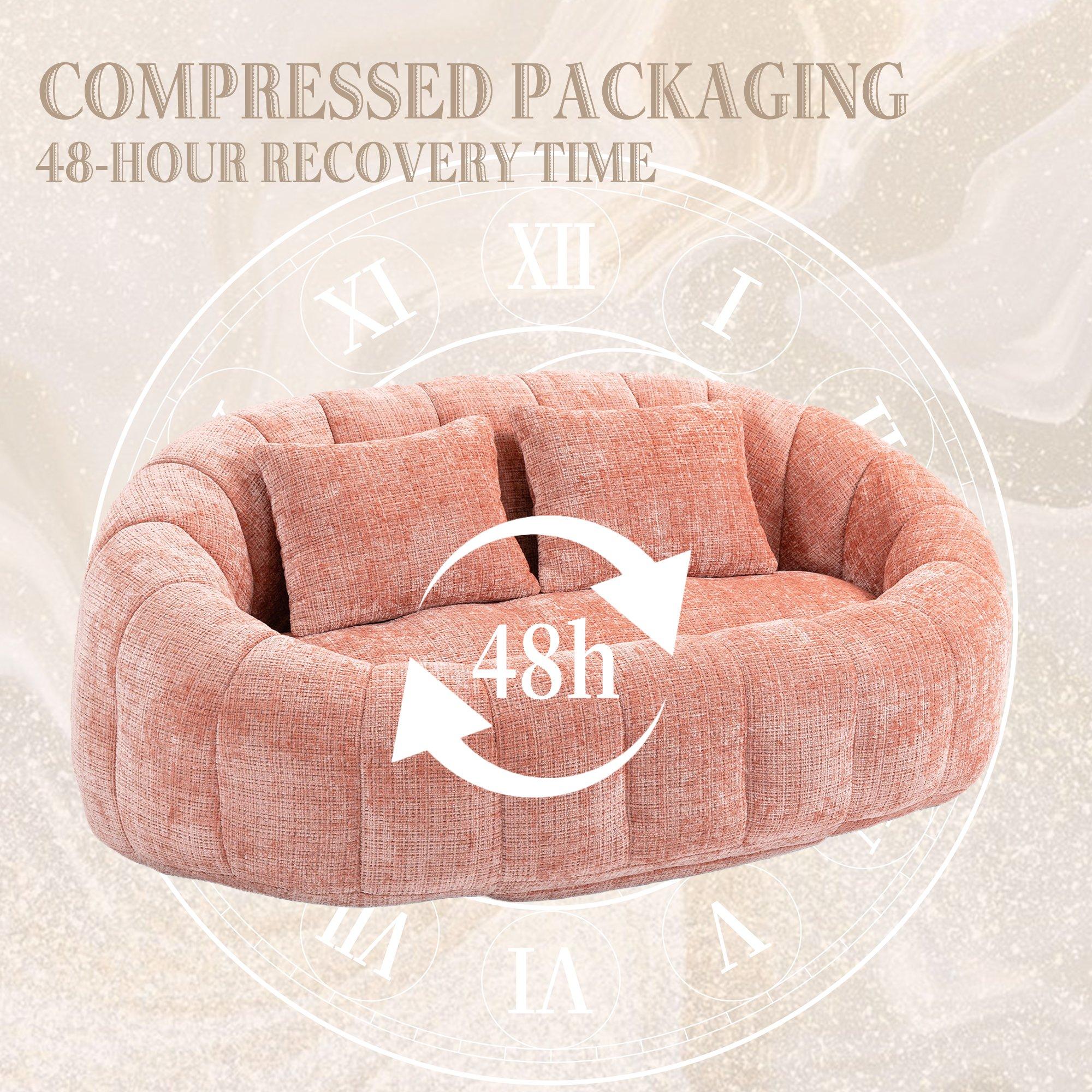 Pink - Urban Meuble - Chenille Memory Foam Bean Bag Loveseat Sofa - 7