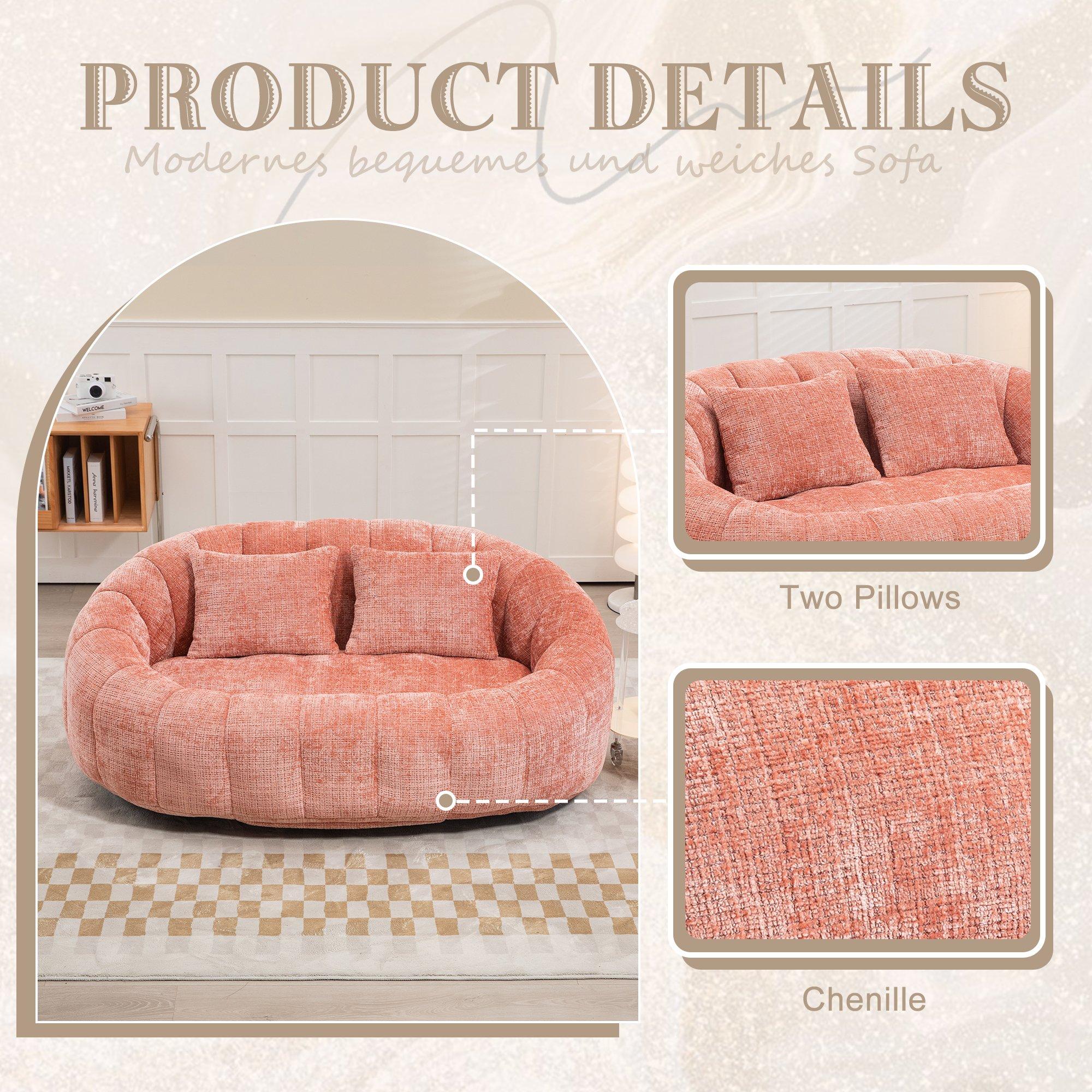 Pink - Urban Meuble - Chenille Memory Foam Bean Bag Loveseat Sofa - 8
