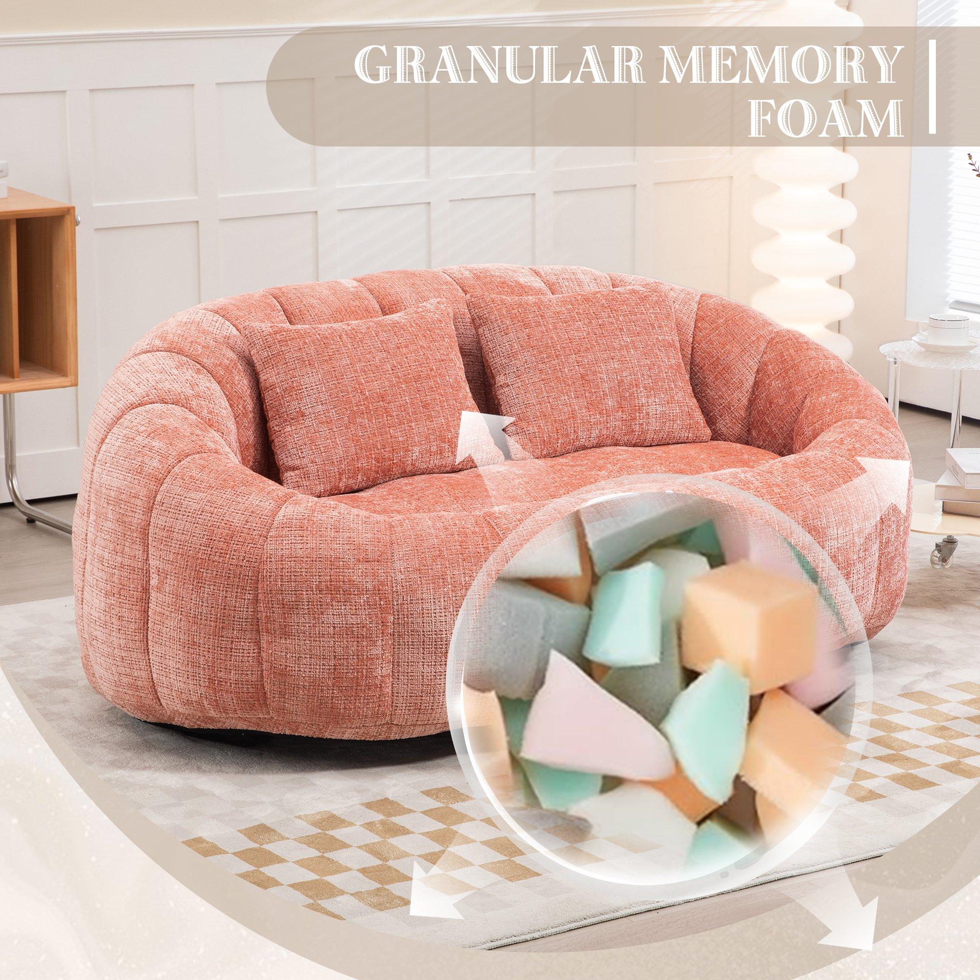 Pink - Urban Meuble - Chenille Memory Foam Bean Bag Loveseat Sofa - 9