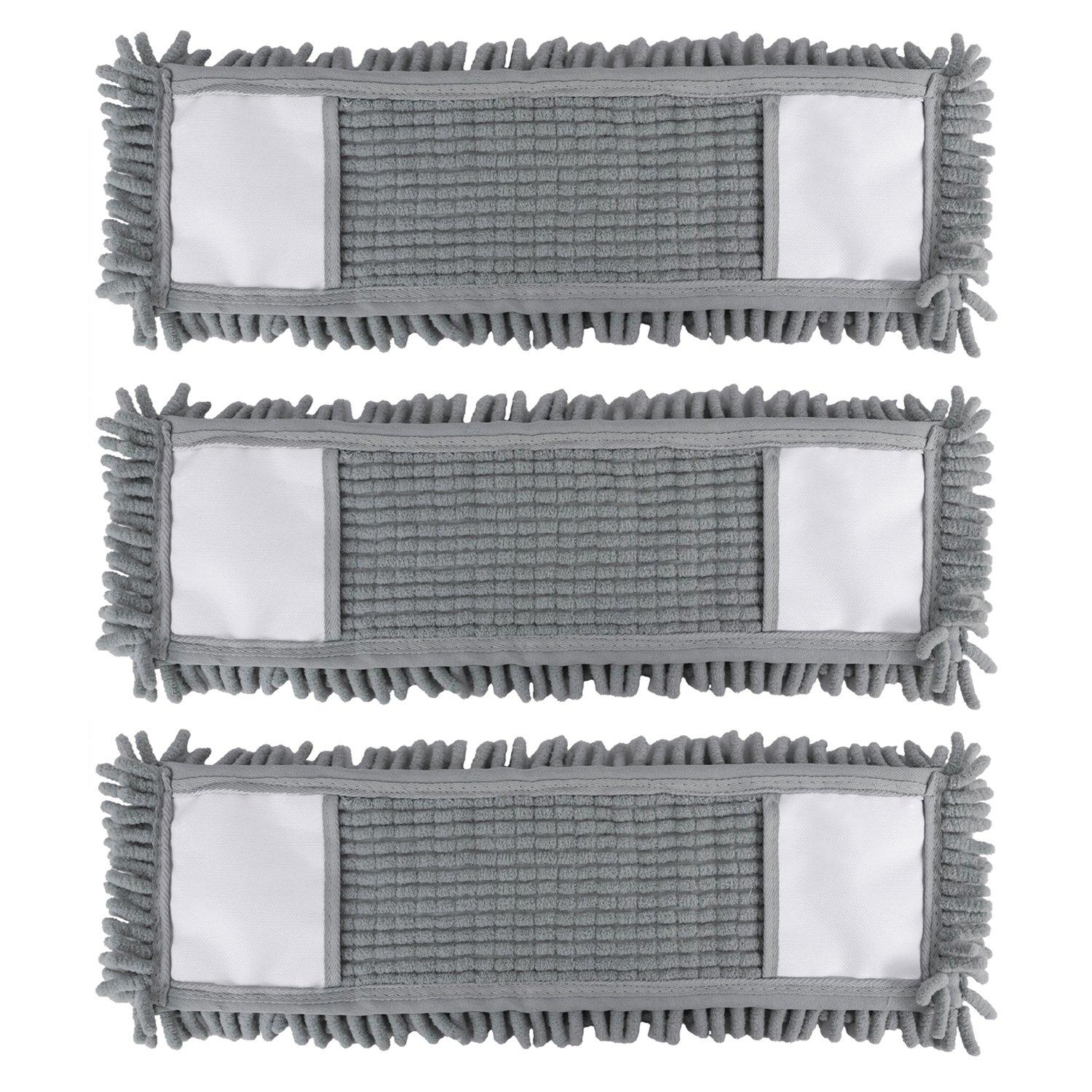 Grey - JVL - JVL Chenille Mop Replacement Pads - Grey Pack 3 - 1