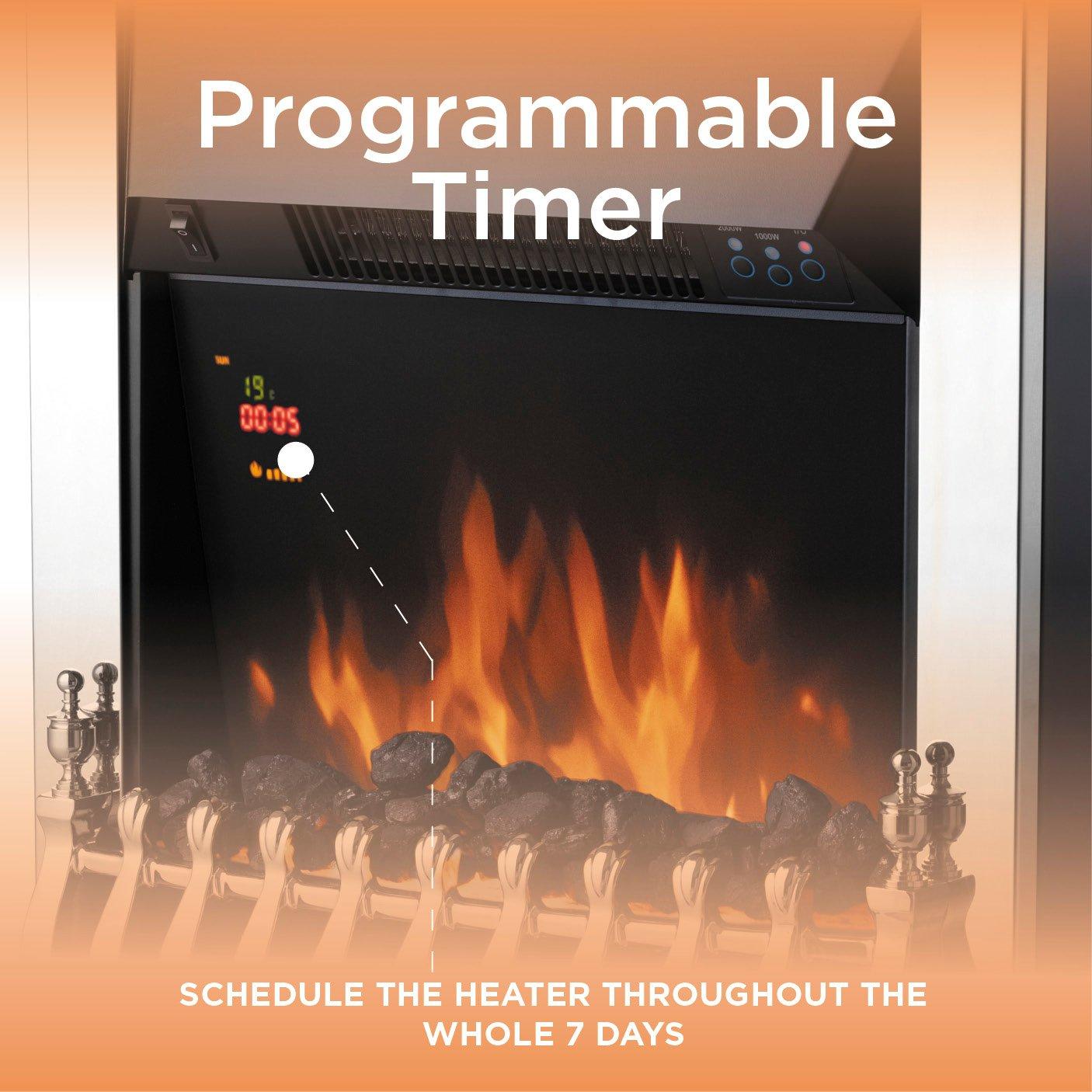 Chrome - Warmlite - Whitby 2KW Electric Fire Inset with Remote Control - 7