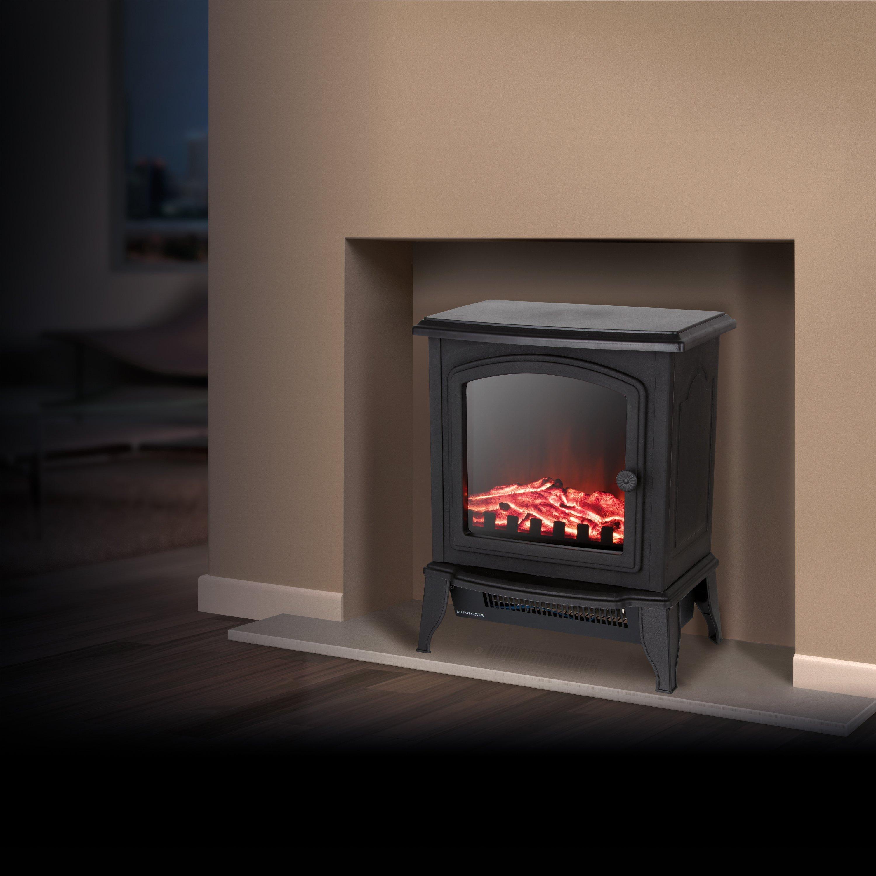 Black - Warmlite - 2KW Mable Compact Stove Fire Black - 2