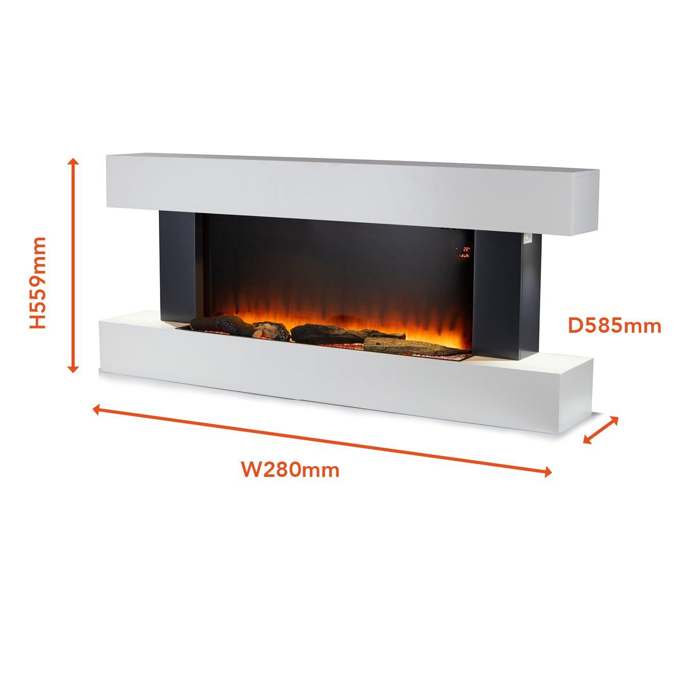 White - Warmlite - Hingham Wall Mounted Fireplace Suite White - 9