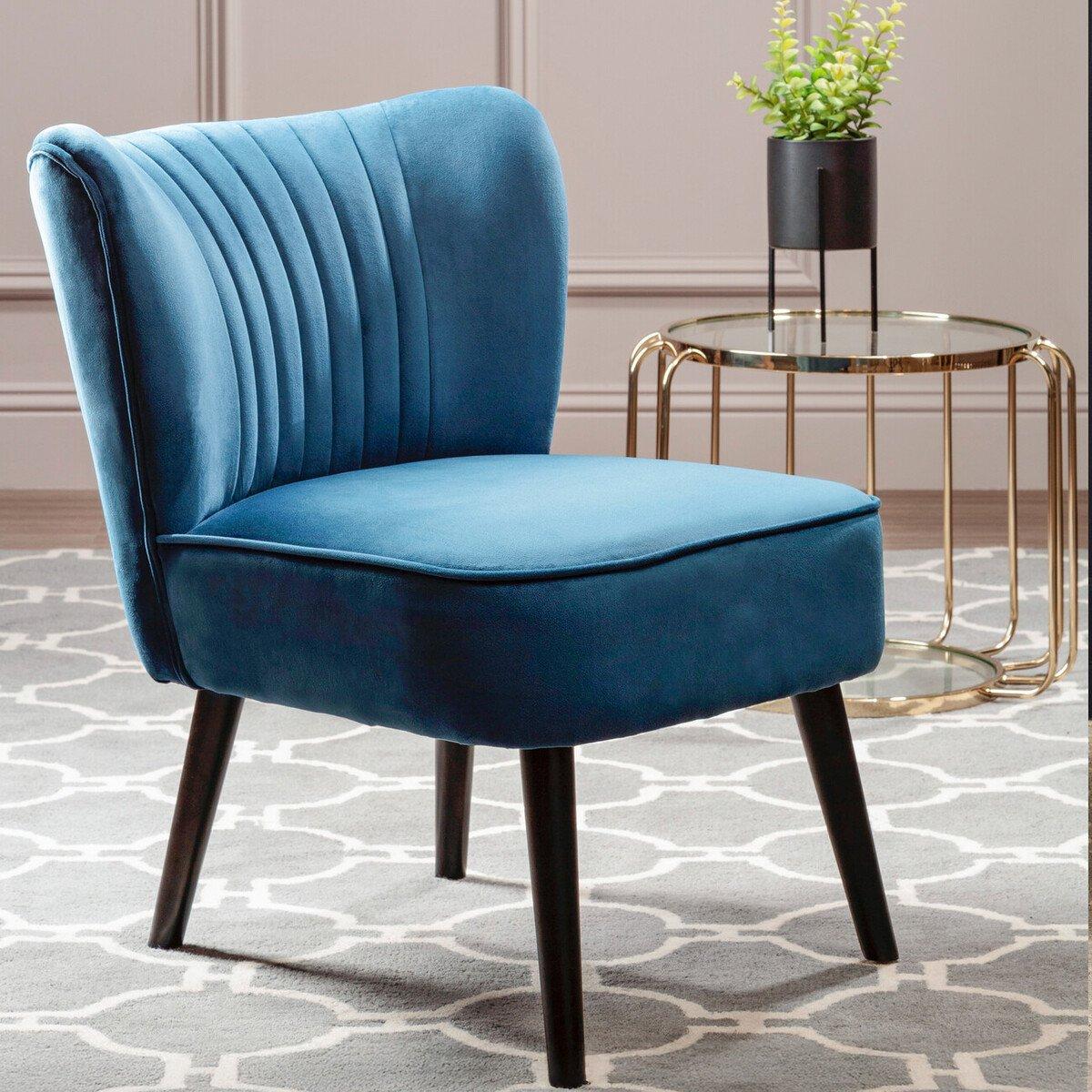 Blue - Interiors by Premier - Regents Park Blue Velvet Chair - 1