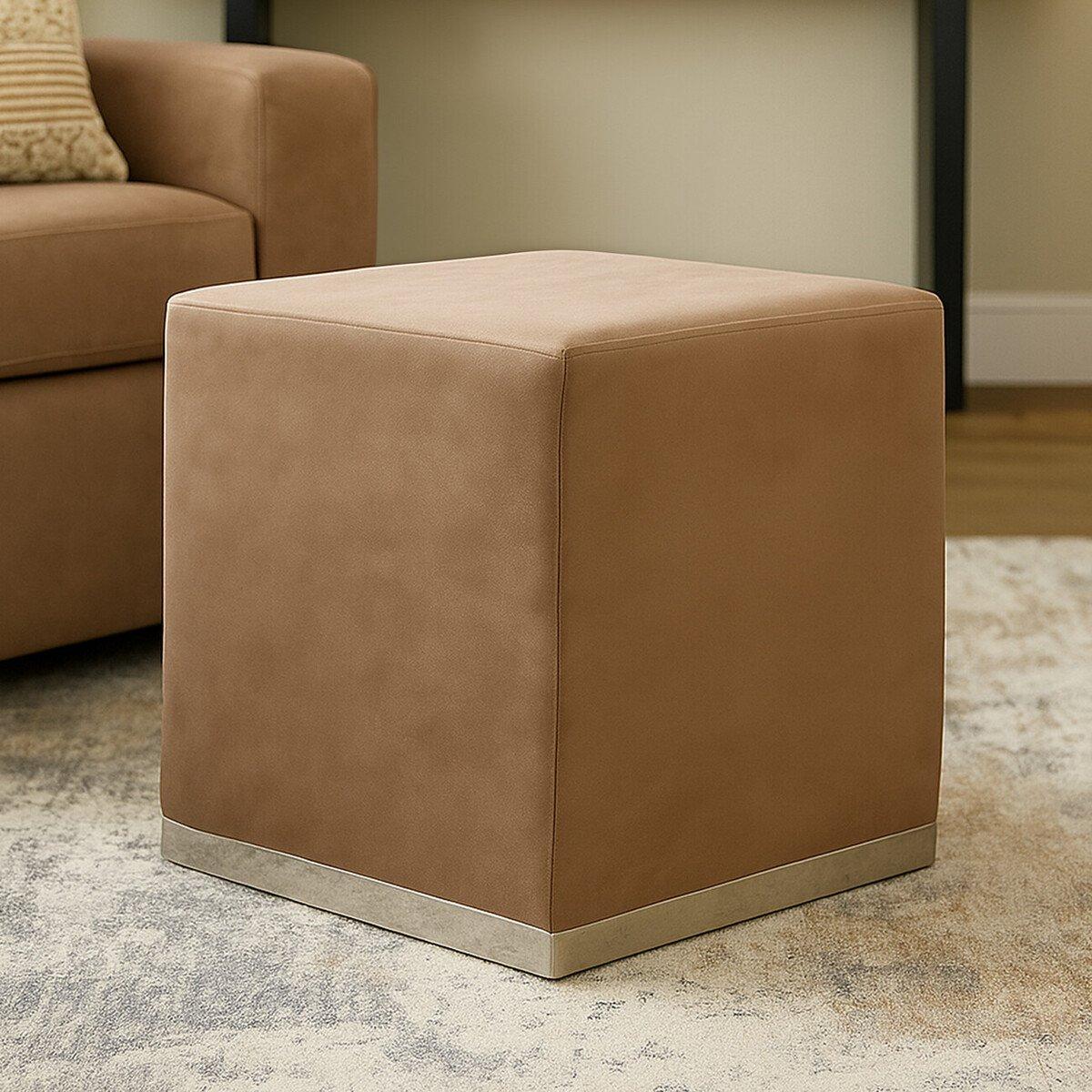 Brown - Interiors by Premier - Hagen Mink And Silver Square Stool - 1