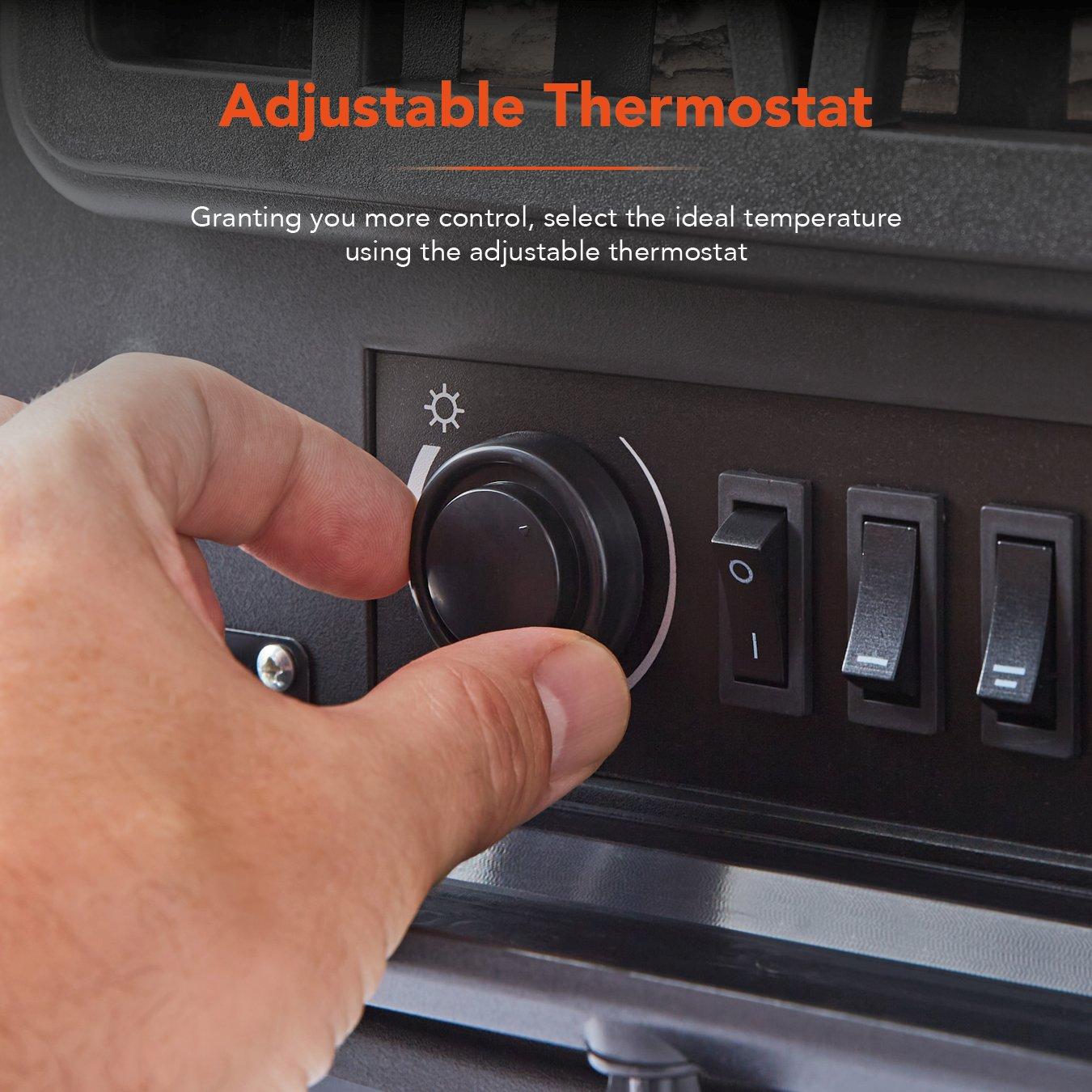 Black - Warmlite - 2KW Stirling Electric Fire Stove Black - 6