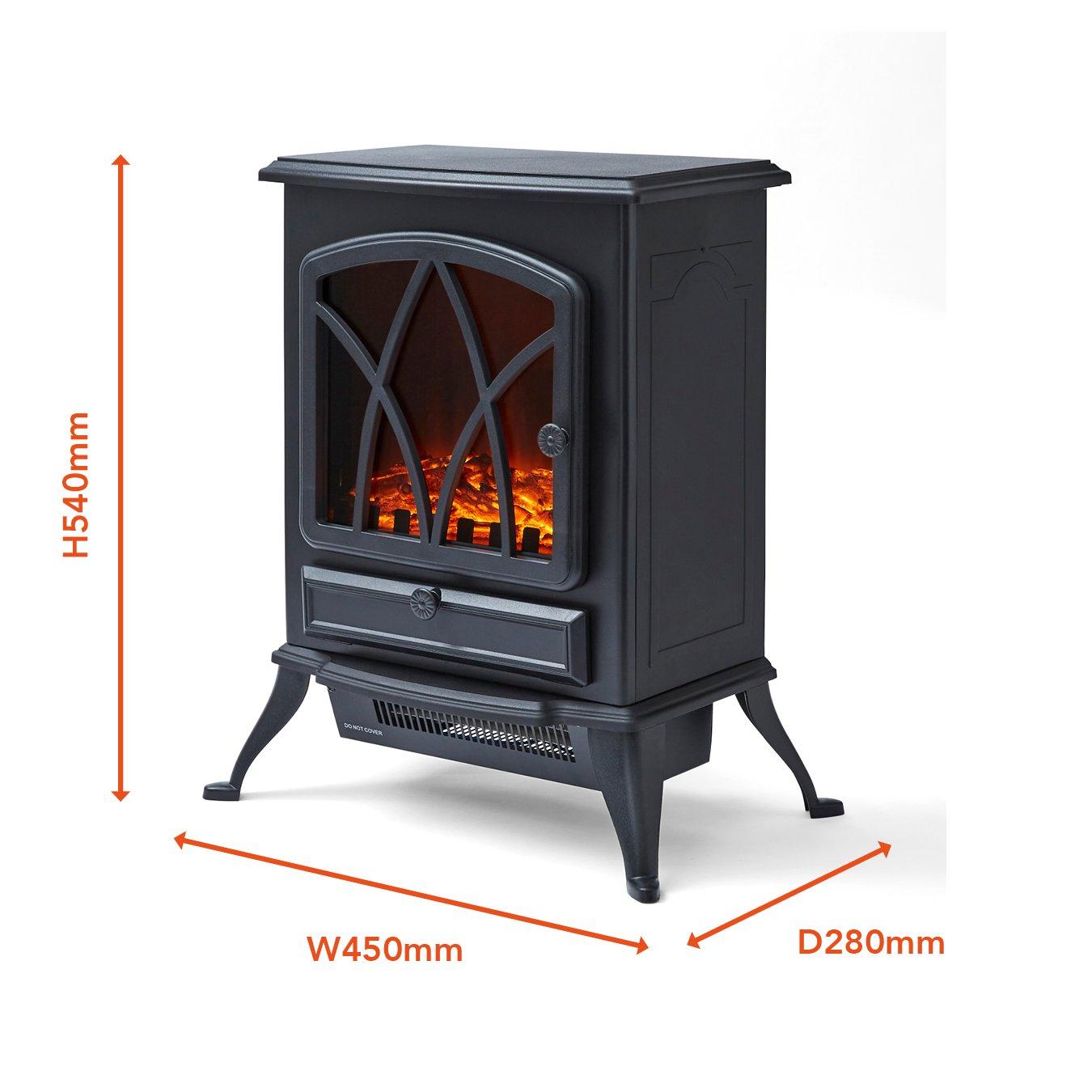 Black - Warmlite - 2KW Stirling Electric Fire Stove Black - 8