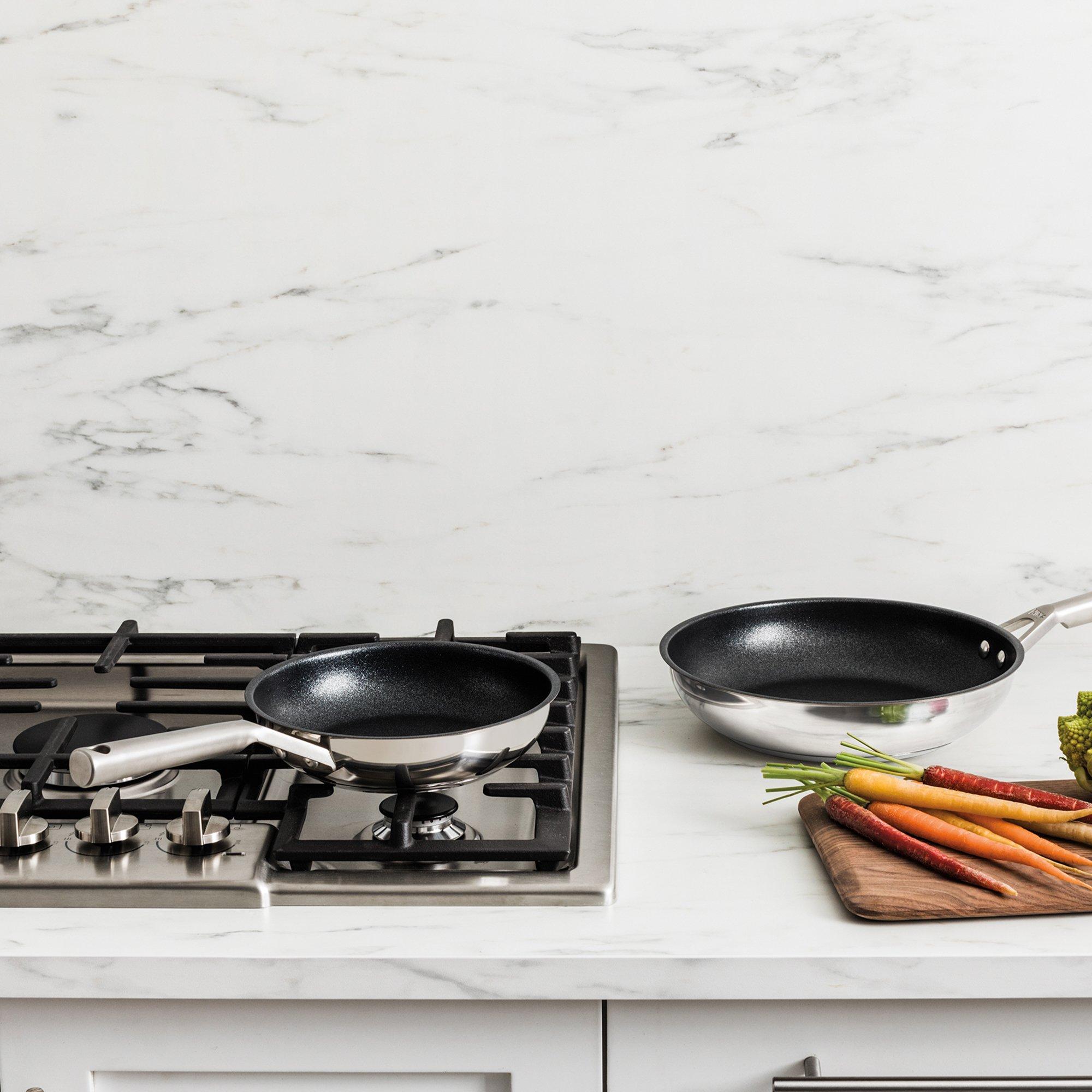 Stainless Steel - Ninja - Foodi ZEROSTICK 2-Piece Frying Pan Set - 3