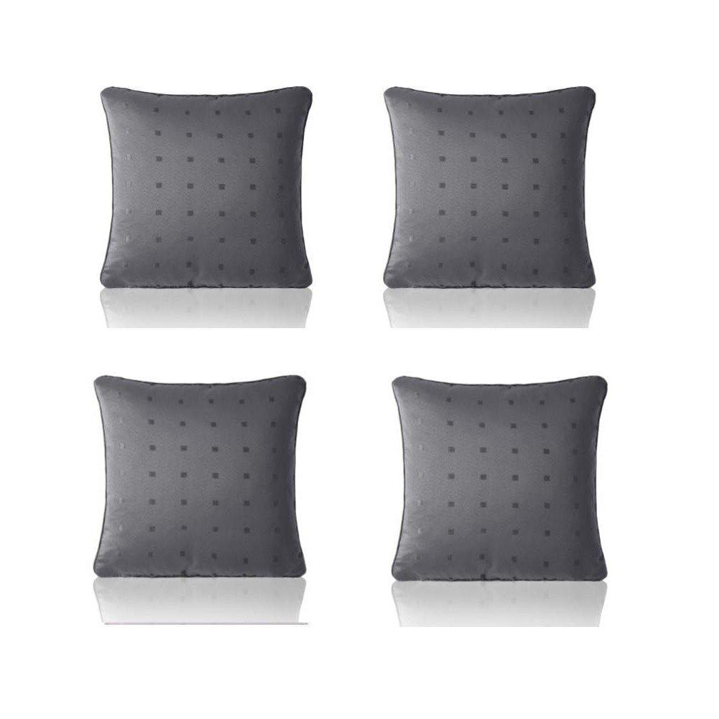 Charcoal - Alan Symonds - Semi Plain Dobby Square Geometric Woven Jacquard C - 1