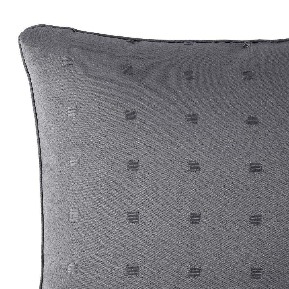 Charcoal - Alan Symonds - Semi Plain Dobby Square Geometric Woven Jacquard C - 3