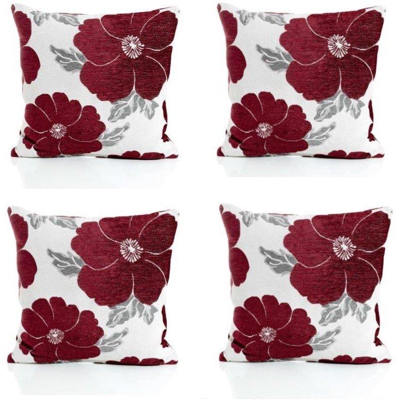 Aubergine - Alan Symonds - Poppy Chenille Cushion Set of 4 - 1
