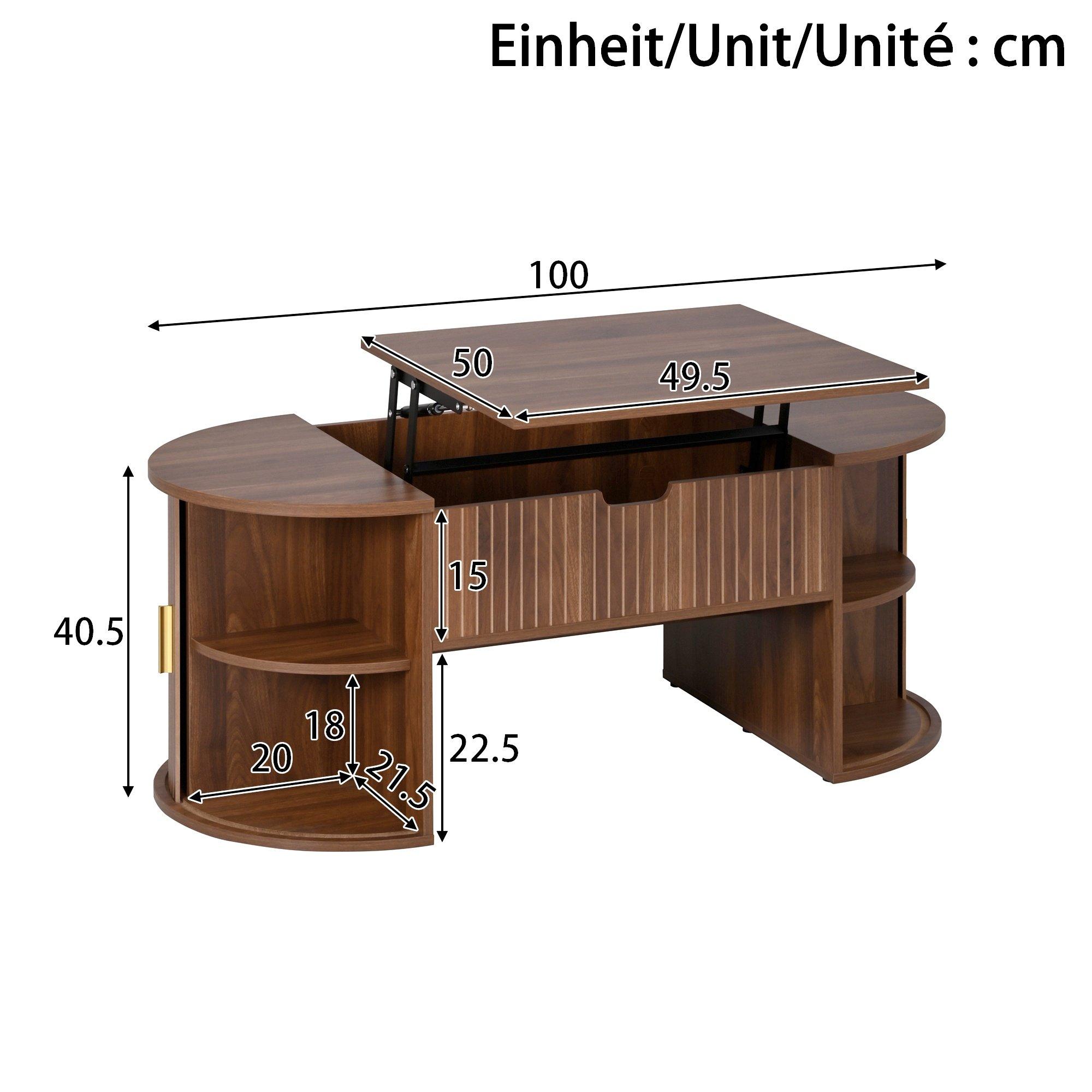 Walnut - Urban Meuble - Modern Oval Lift-Top Coffee Table - 6