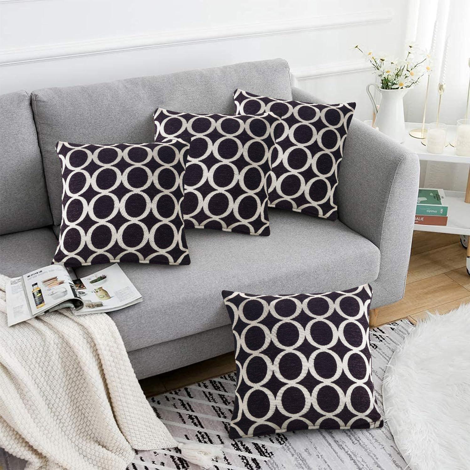 Black - Alan Symonds - Geometric O Chenille Cushion Set of 4 - 1