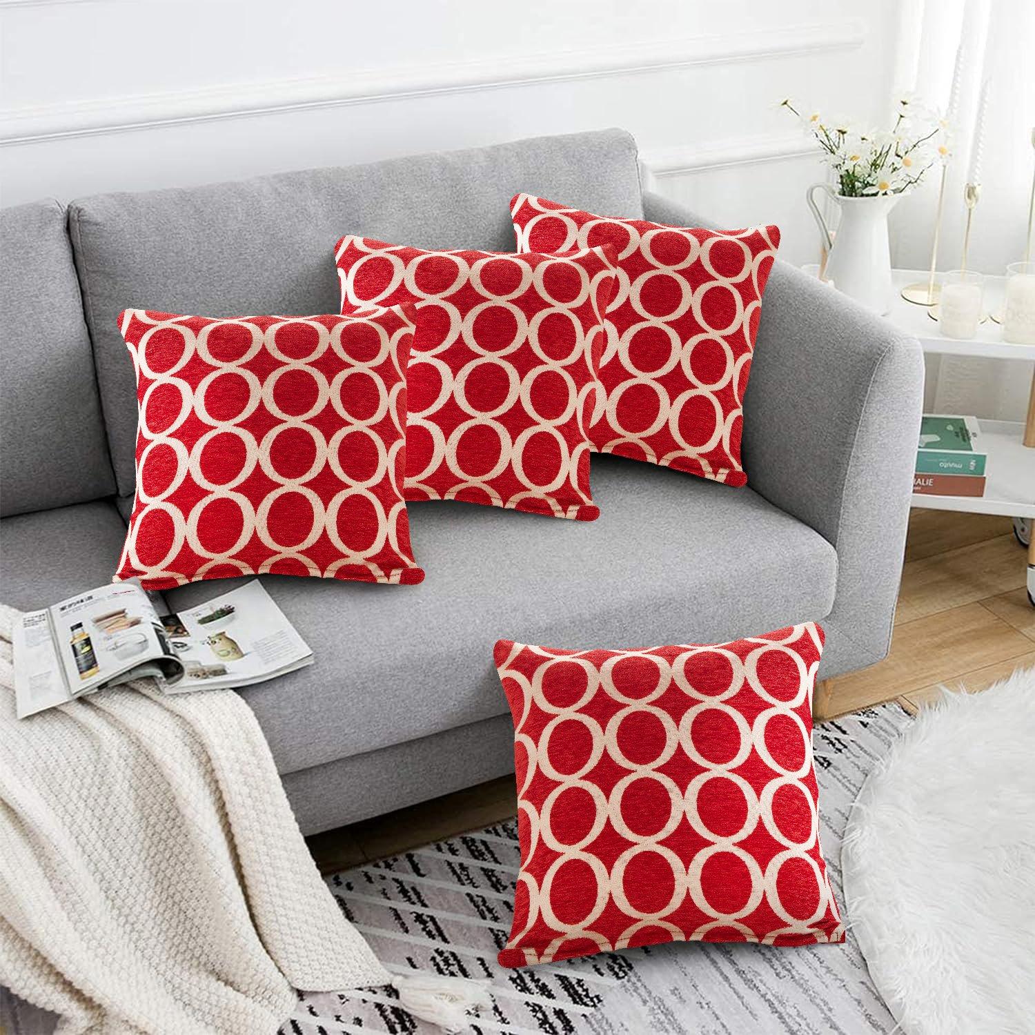 Geometric O Chenille Cushion Set of 4