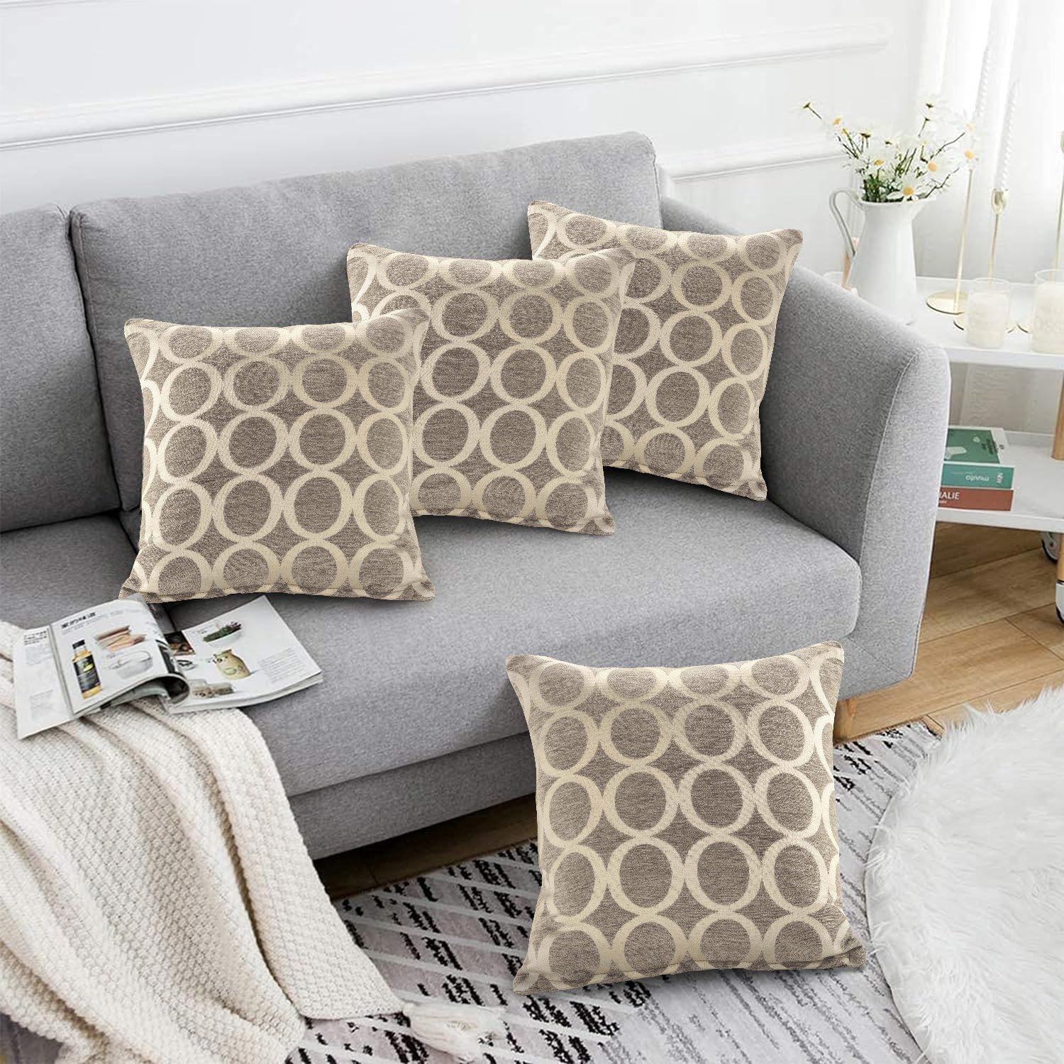 Geometric O Chenille Cushion Set of 4