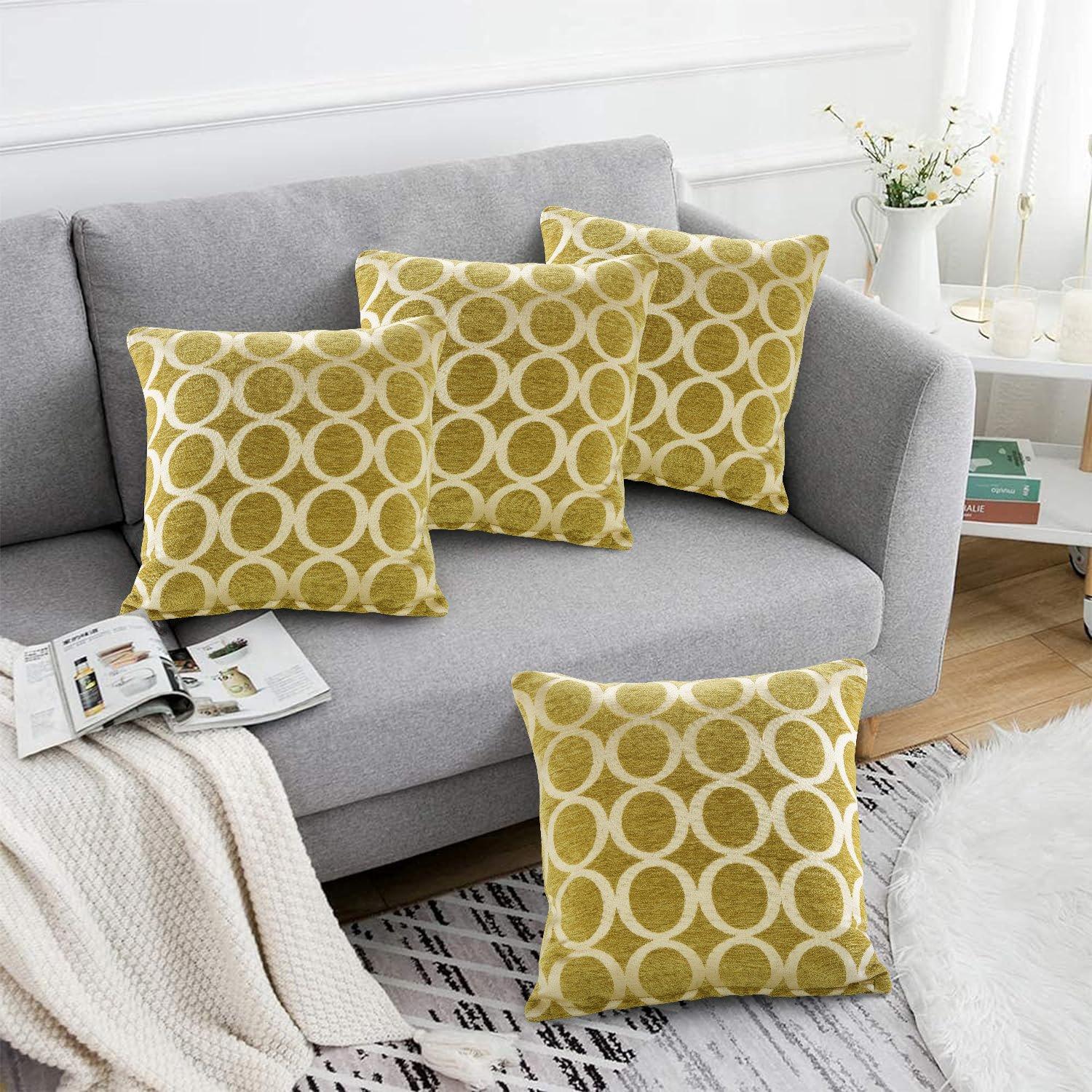 Geometric O Chenille Cushion Set of 4