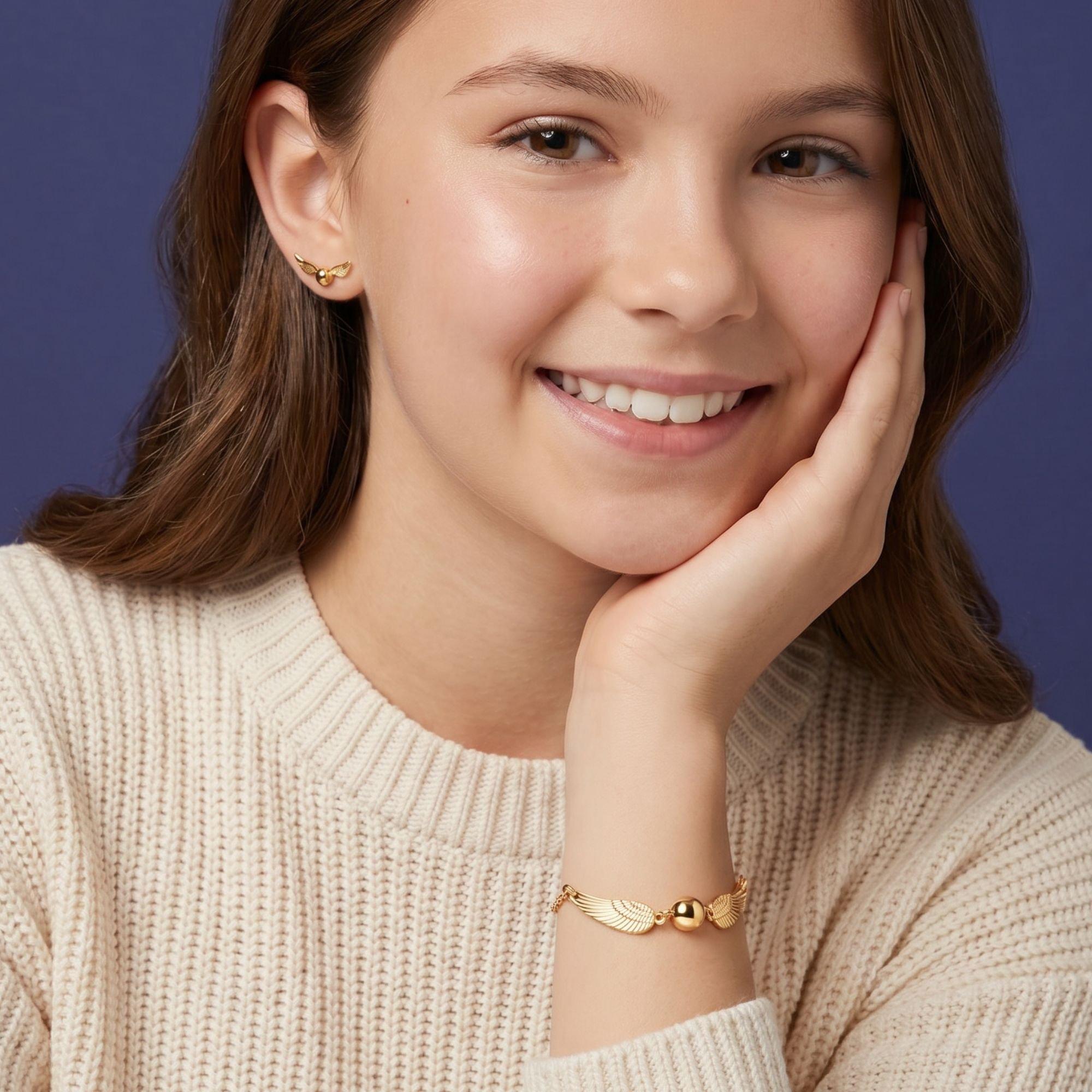Gold - Harry Potter - Harry Potter Golden Snitch earrings & bracelet set - 2
